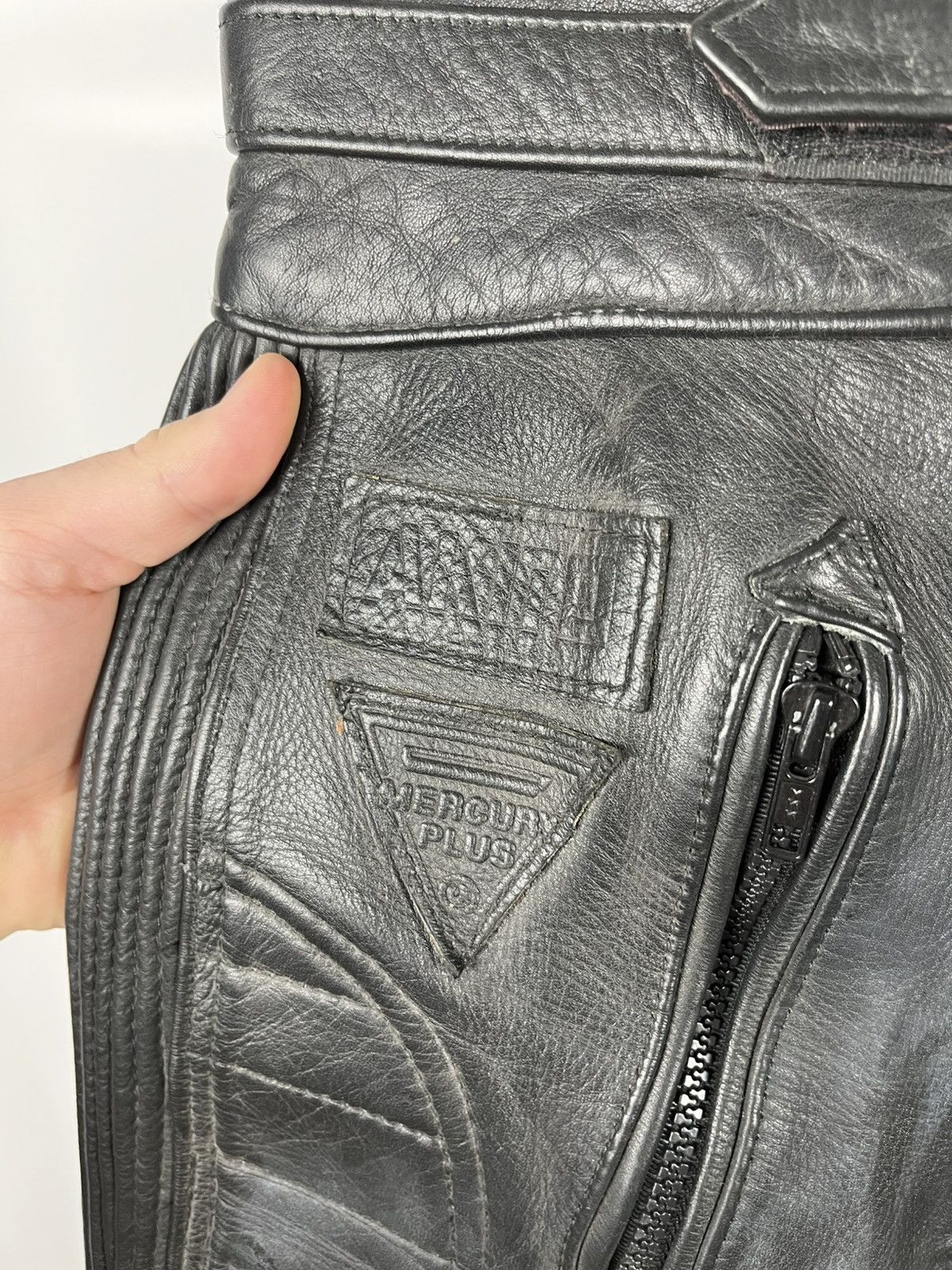 Leather Black Leather Motorcycle Pants Biker Riding Moto Pants Size US 28 / EU 44 - 5 Thumbnail