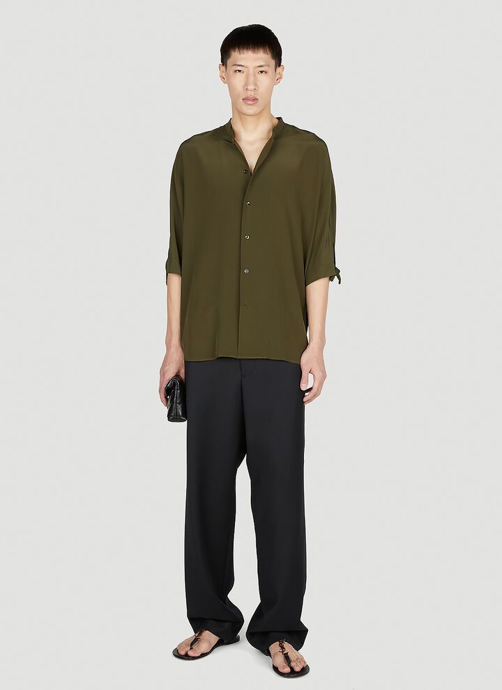 Saint Laurent Paris o1bcso1str1124 Tunic Shirt in Green Size US XL / EU 56 / 4 - 4 Thumbnail