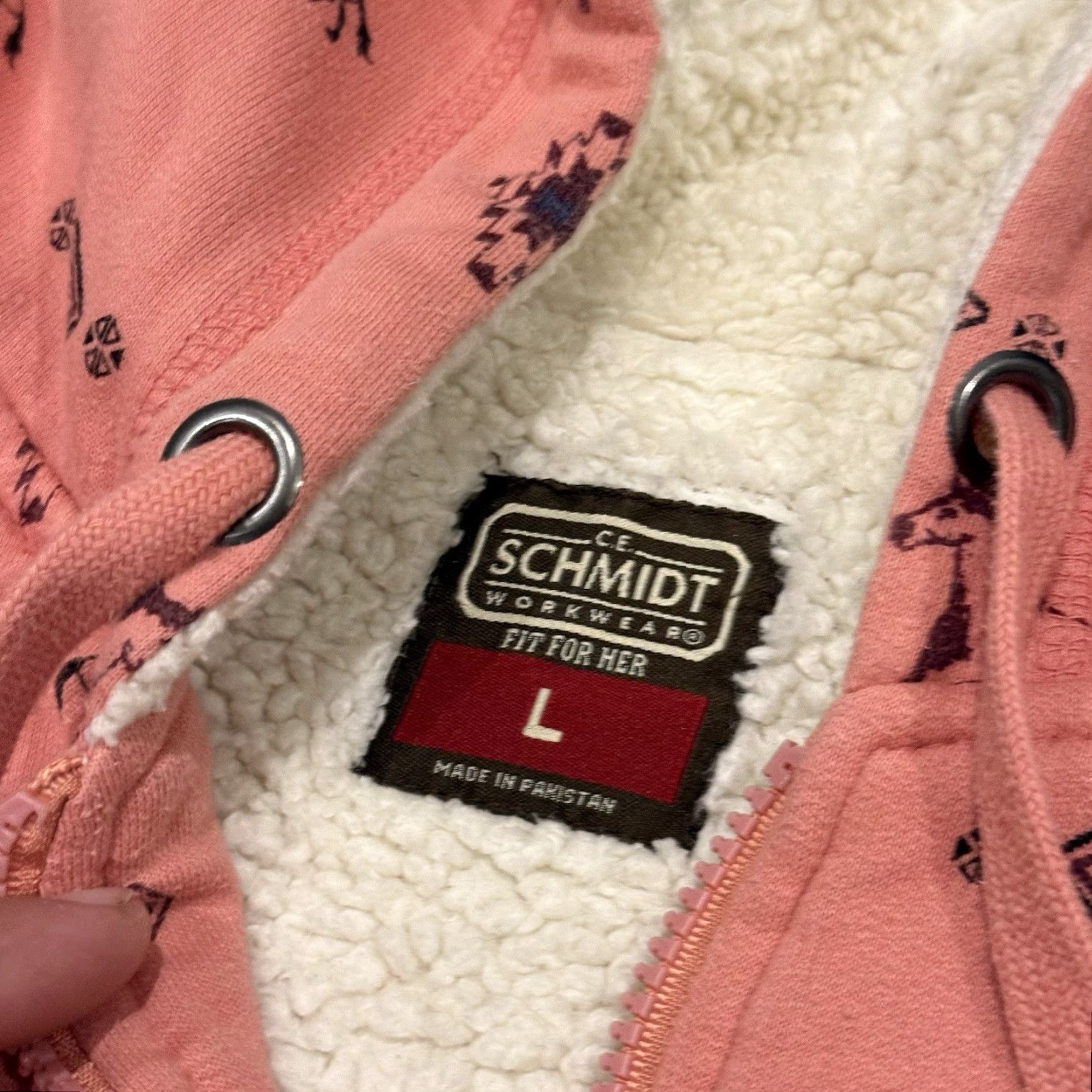 Pinko C.E. Schmidt Womens Jacket Pink Horse Zip Up Hooded Sherpa Lined Short Sleeve Long Sleeve Jacket Womens Large Regular Fit Vintage? No. Size L / US 10 / IT 46 - 3 Thumbnail