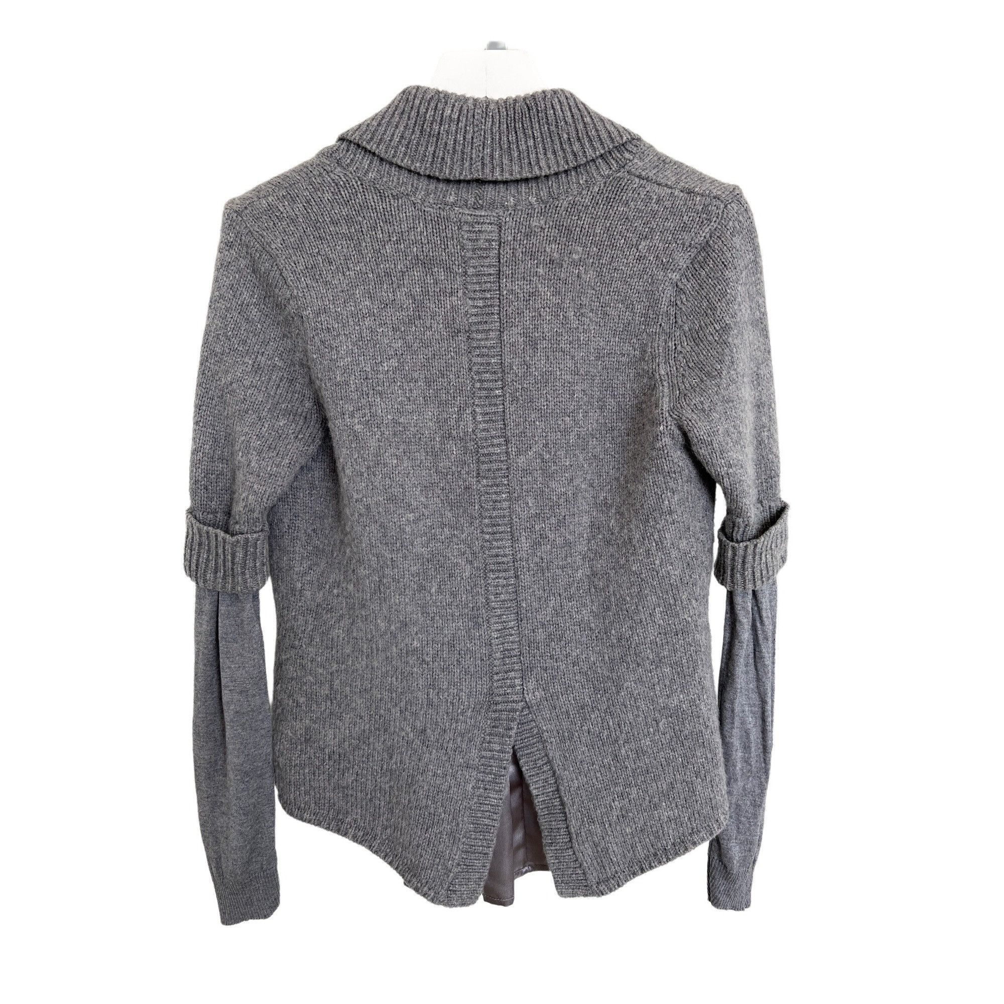 Magaschoni Magaschoni Grey V-Neck Wool Blend Silk Lined Sweater Size S / US 4 / IT 40 - 4 Thumbnail