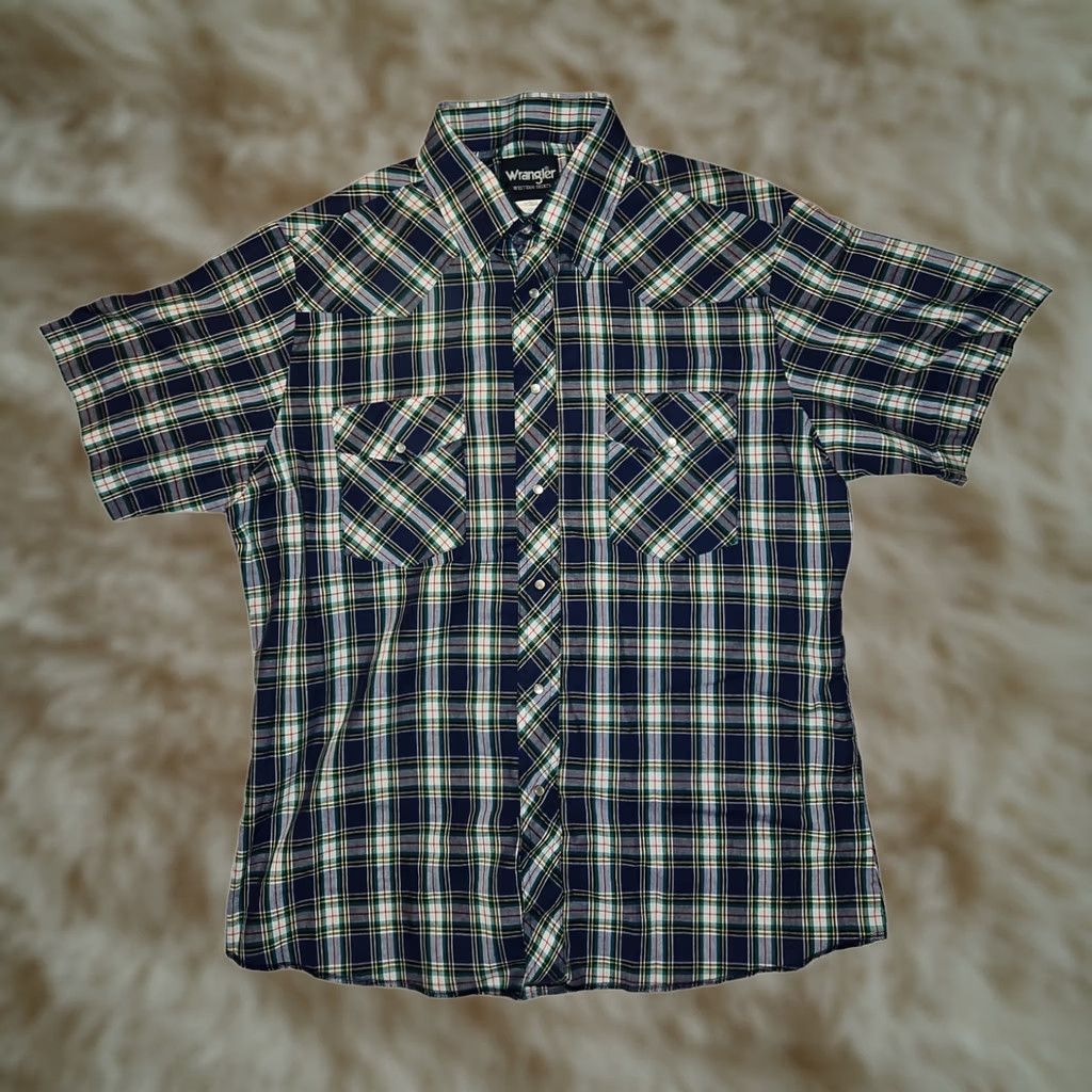 Wrangler Wrangler Western Pearl Snap Shirt Mens Large Short Sleeve Plaid Cowboy Classic Size US L / EU 52-54 / 3 - 1 Thumbnail