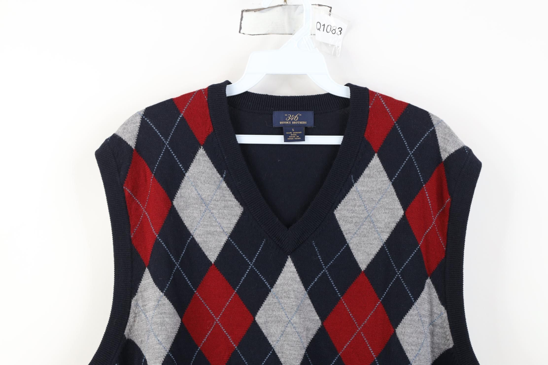 Brooks Brothers Vintage Brooks Brothers Merino Wool Diamond Sweater Vest Size US L / EU 52-54 / 3 - 2 Thumbnail