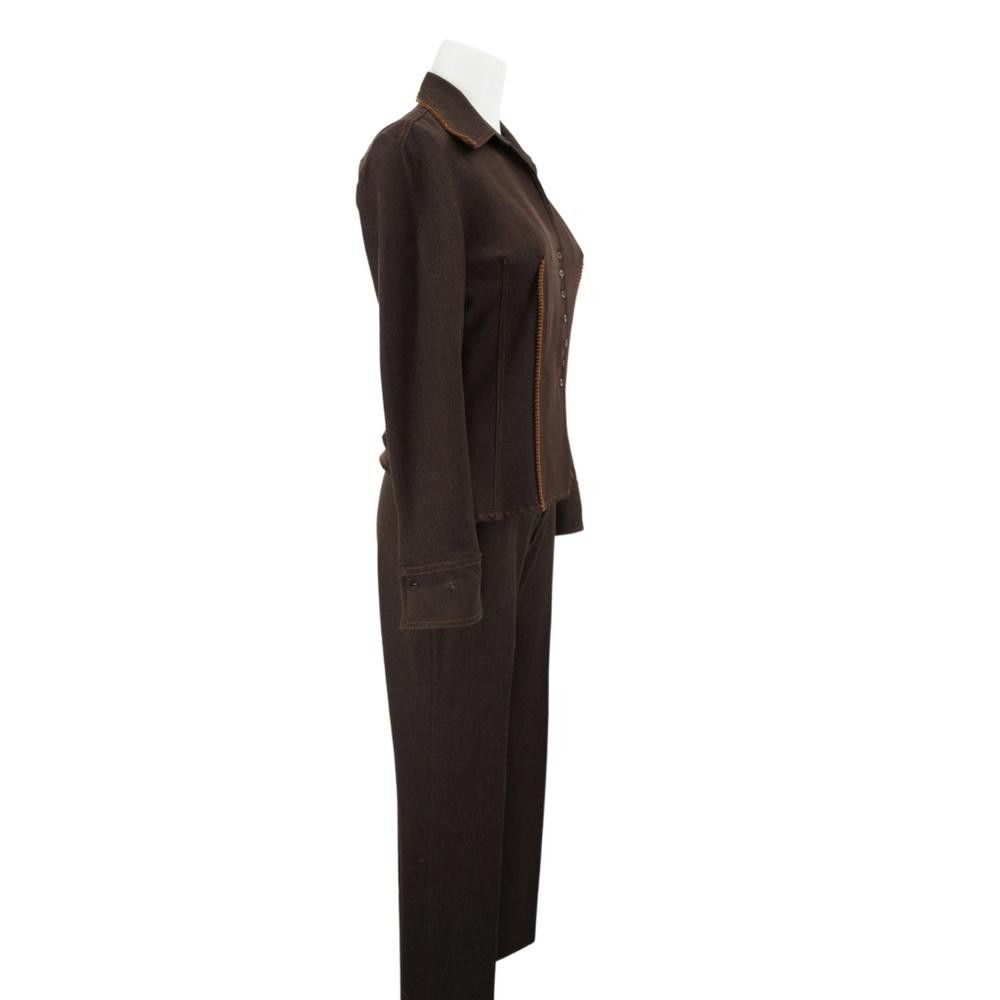 Designer Vintage Vertigo Paris Denim Pantsuit Set Size S Size 28" / US 6 / IT 42 - 2 Thumbnail