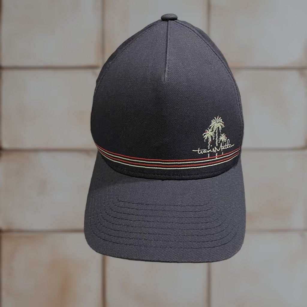 TravisMathew Travis Mathew Hat Mens M Navy Blue Palm Tree Golf Cap Tropical Flex Fitted Size ONE SIZE - 1 Thumbnail