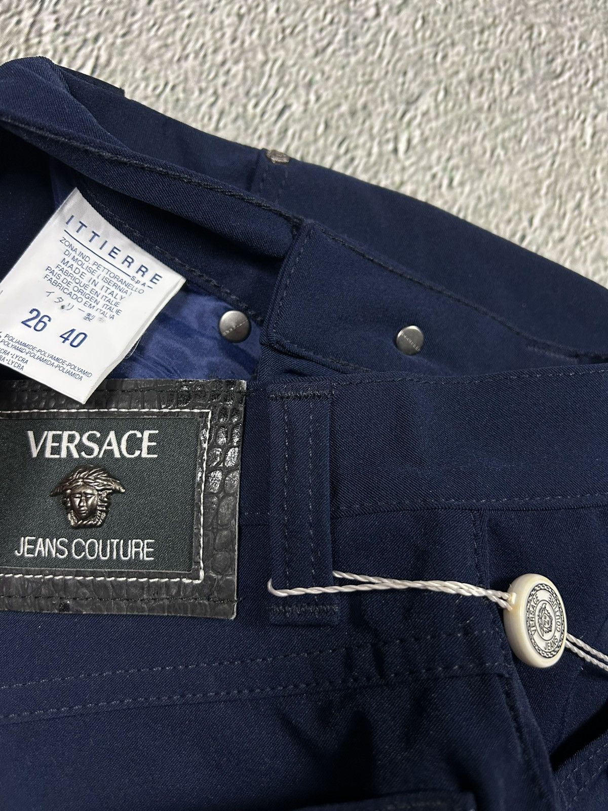 Versace × Versace Jeans Couture × Vintage Versace Pants navy blue high rise slim jeans couture Size 26" / US 2 / IT 38 - 5 Thumbnail
