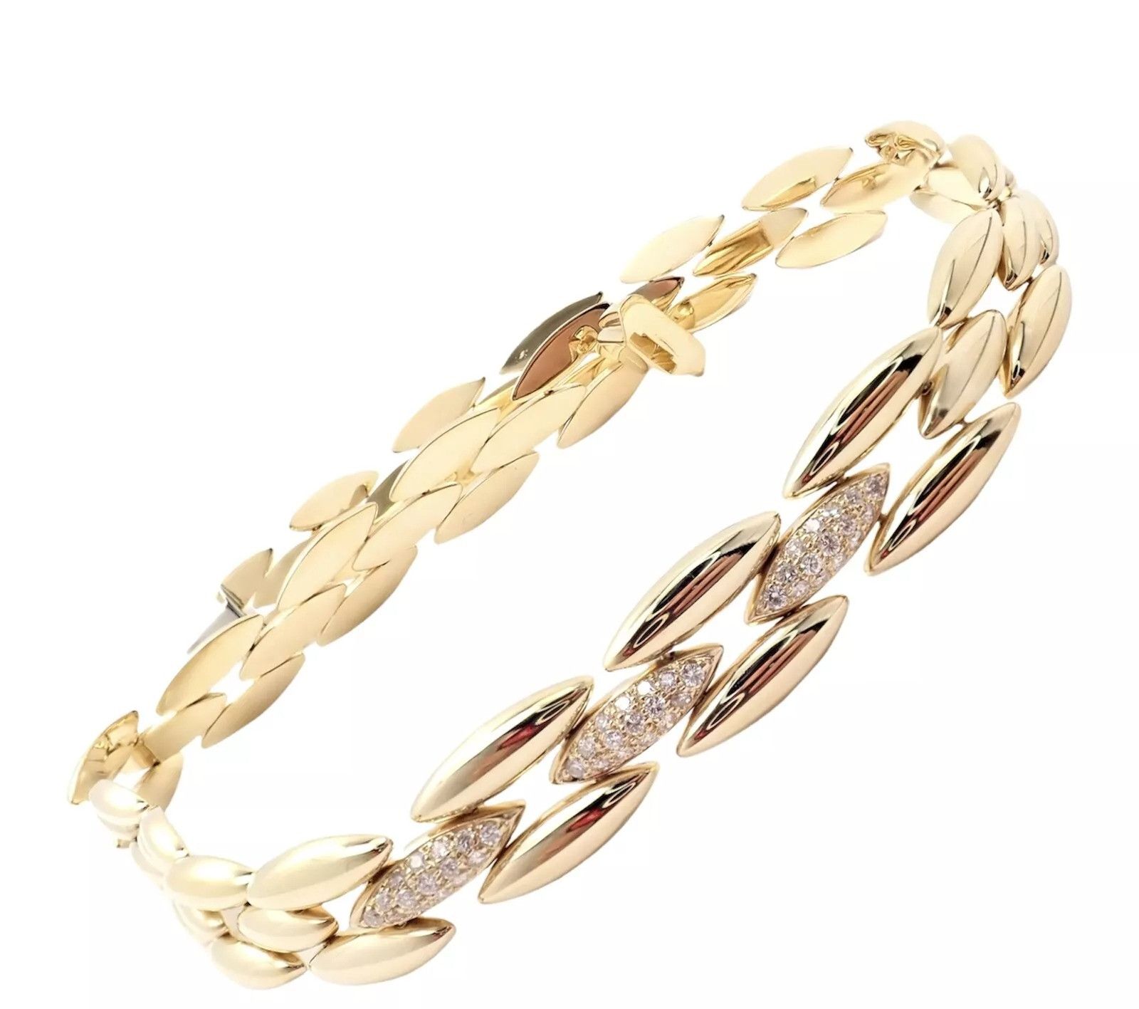 Cartier Cartier 18k Diamond Three Row Gentiane Rice Link Necklace Size ONE SIZE - 14 Thumbnail