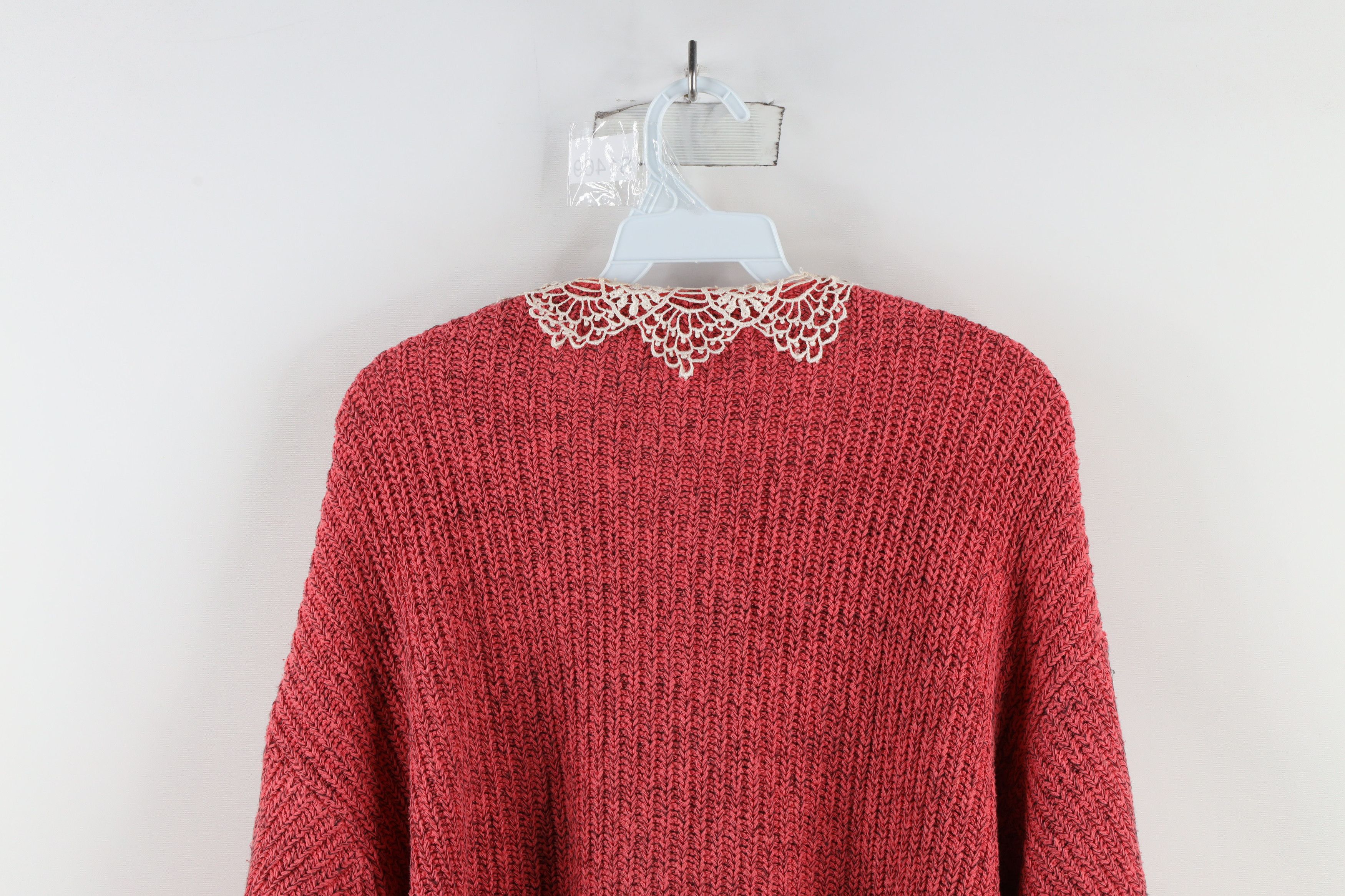 Vintage Vintage 90s Streetwear Blend Ribbed Knit Lace Henley Sweater Size L / US 10 / IT 46 - 9 Thumbnail