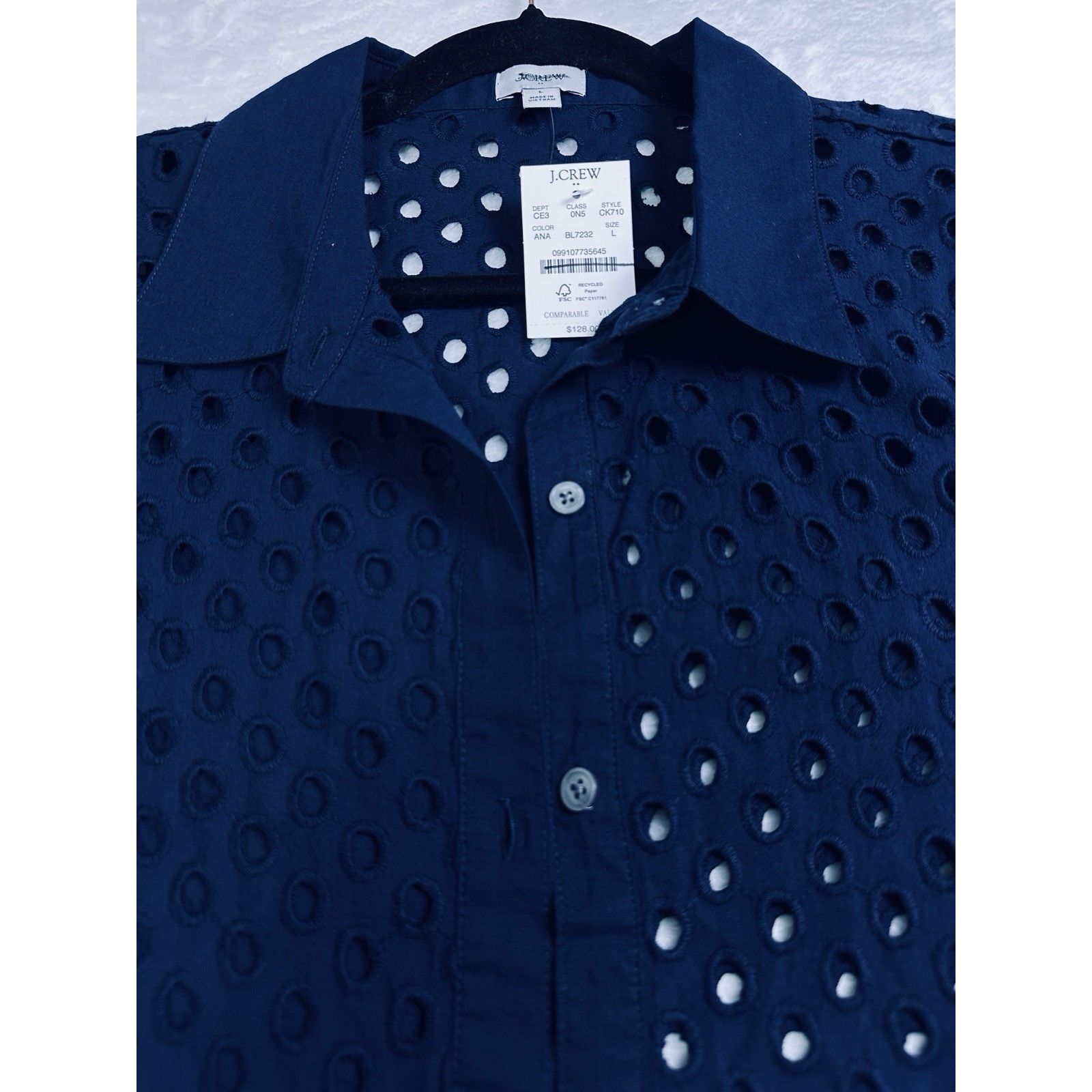 J.Crew J.Crew Factory Eyelet Swim Cover Up Tunic Shirt Navy Large Size L / US 10 / IT 46 - 3 Thumbnail