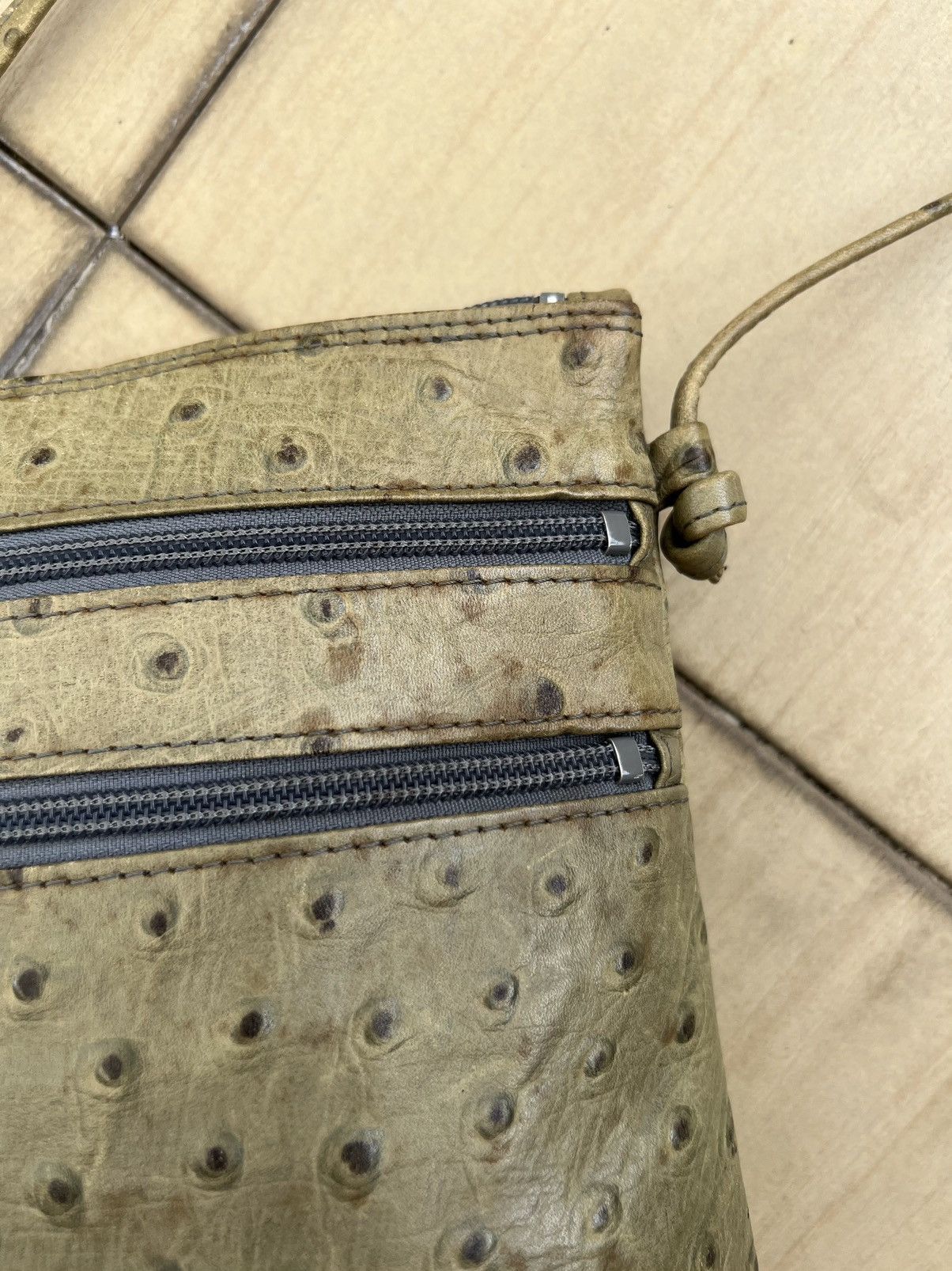 Leather Vintage Jacovitti Italy Patina Ostrich Leather Bag Unisex Size ONE SIZE - 14 Thumbnail
