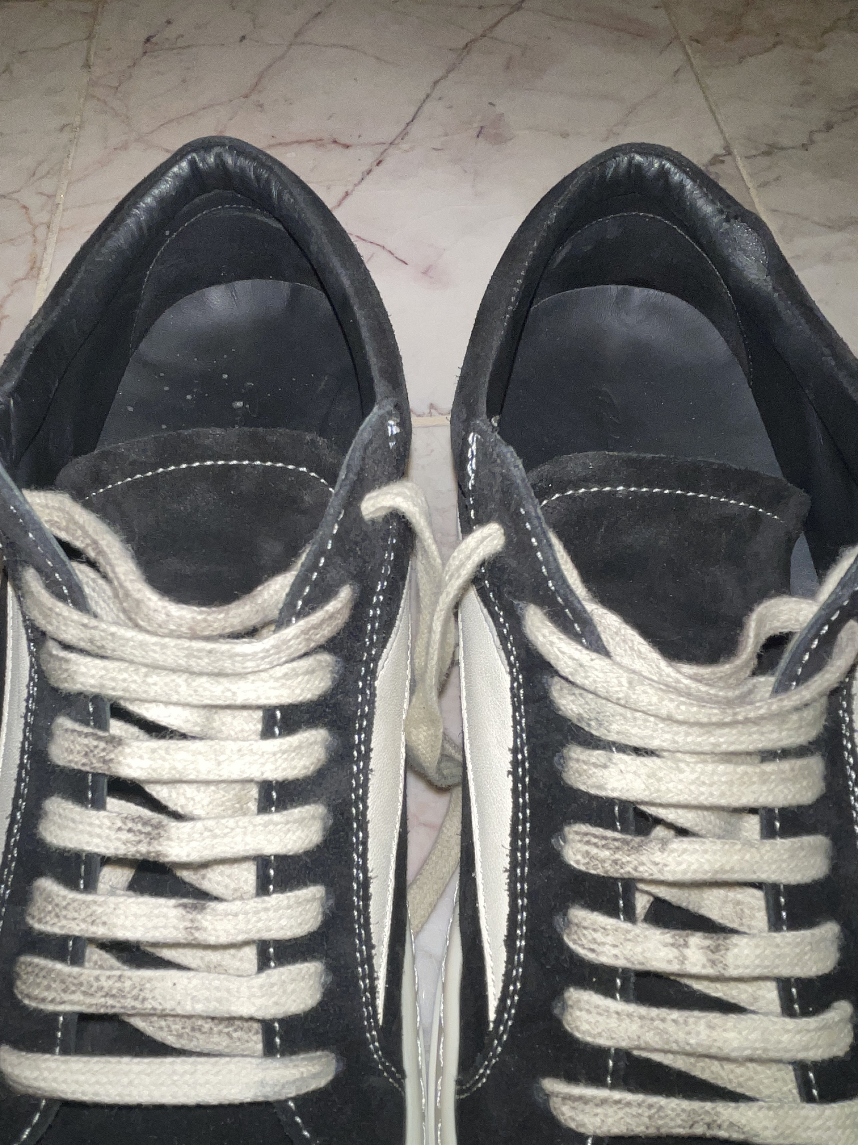 Rick Owens Rick Owens EDFU Suede Leather Vintage Low 'Black Milk' Size US 11 / EU 44 - 6 Thumbnail