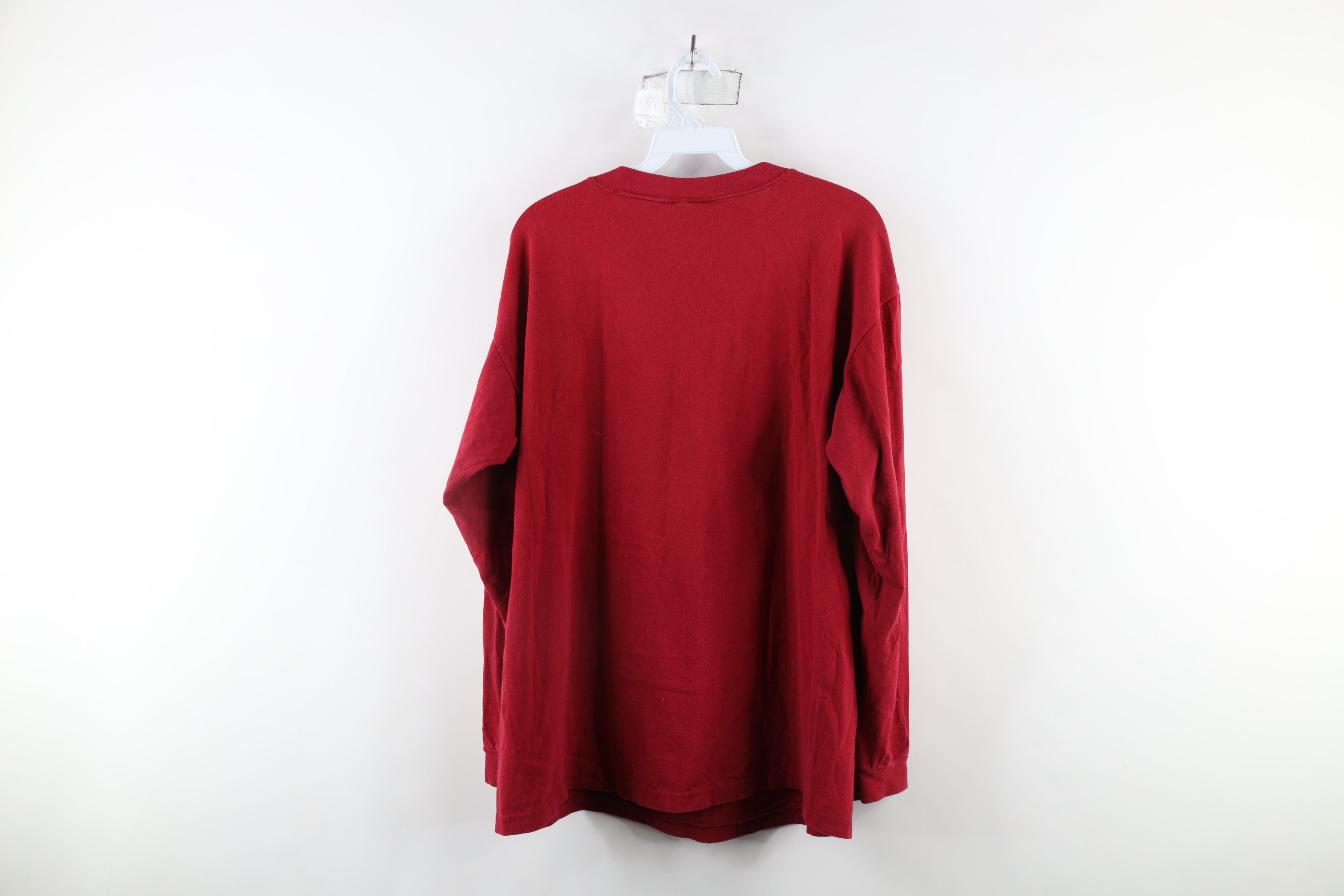 Vintage Vintage 90s University Long Sleeve T-Shirt Red Cotton USA Size US L / EU 52-54 / 3 - 11 Thumbnail