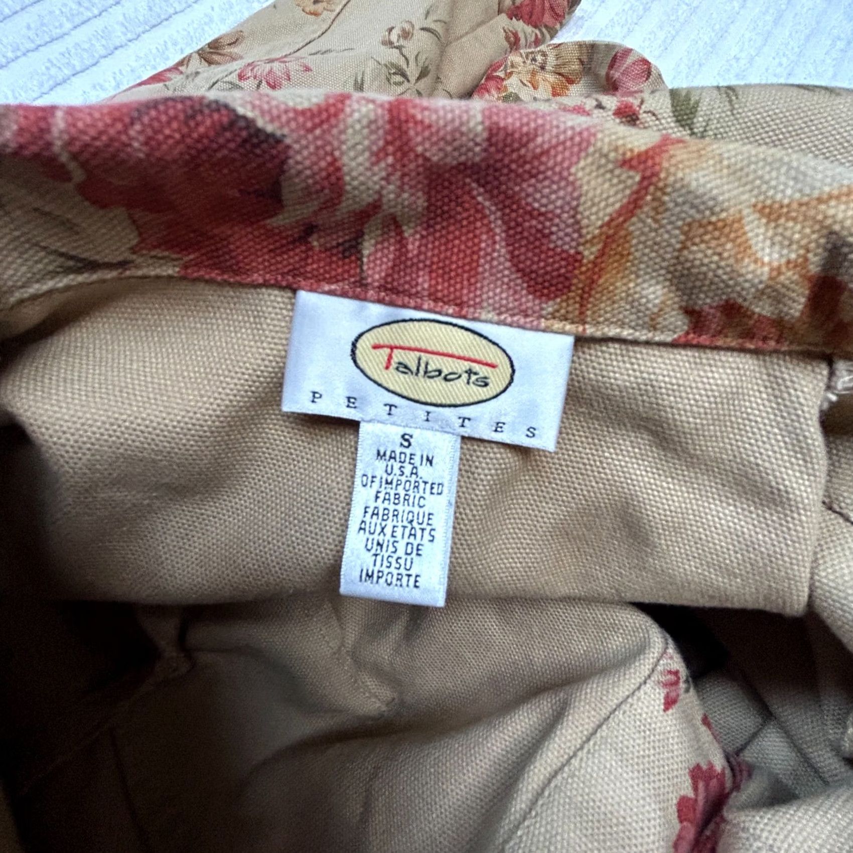 Talbots Talbots Blazer Shirt Womens Petite Floral Button Front Lightweight Lined Tan PS Small — Casual Jacket Feminine PS Womens Size 28" / US 6 / IT 42 - 3 Thumbnail