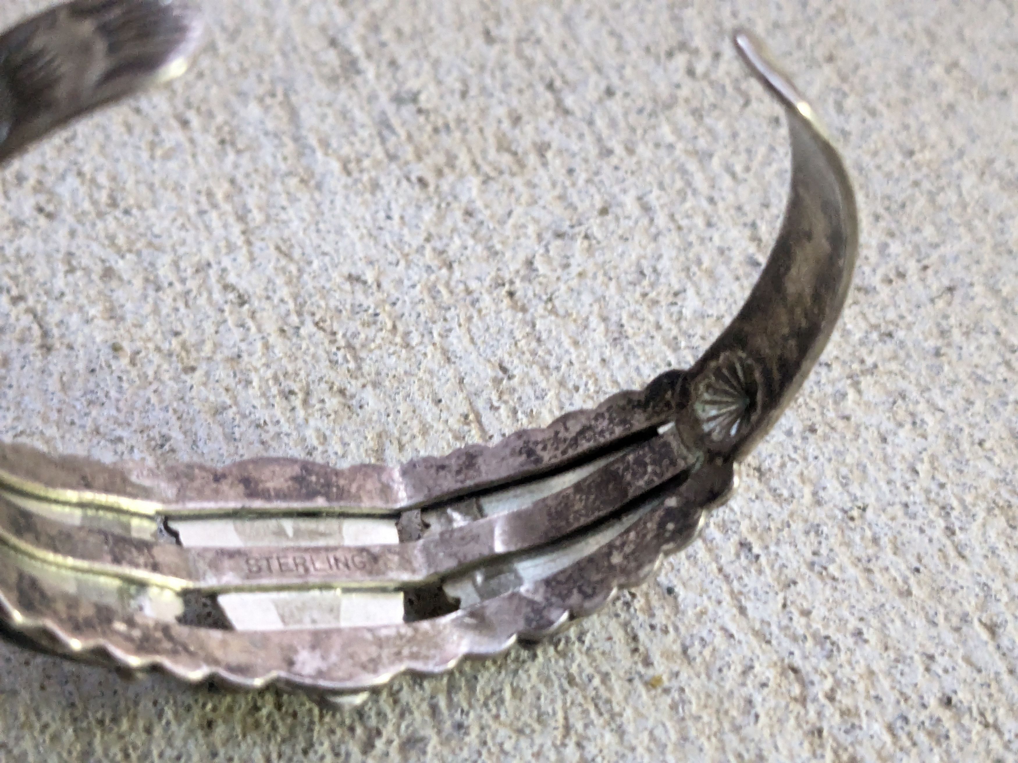 Jewelry Vintage Sterling Silver Bracelet Black Mask Mexico Cuff Size ONE SIZE - 8 Thumbnail