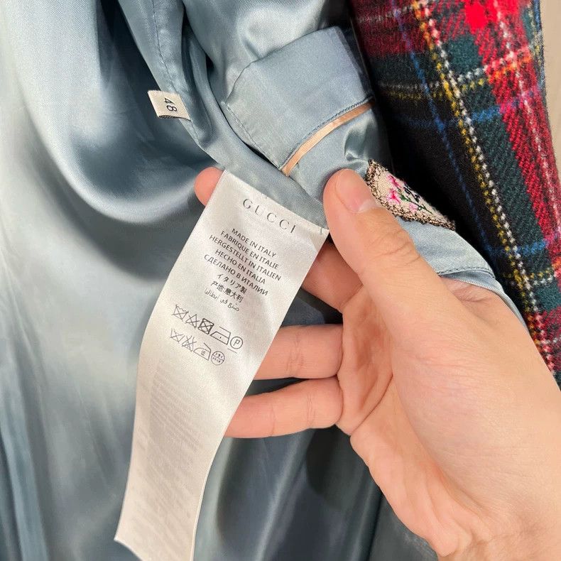 Gucci Gucci Heavy industry wool plaid embroidered floral coat 250 Size XL / US 12-14 / IT 48-50 - 8 Thumbnail