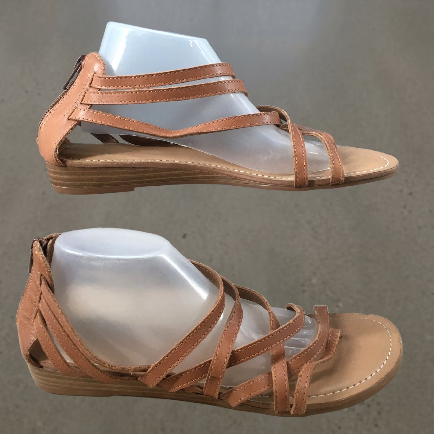 Carlos Santos Carlos Santana Sandals Amara Strappy Wedge Brown Leather Zip Womens 7 M casual shoe Size US 7 / IT 37 - 1 Thumbnail