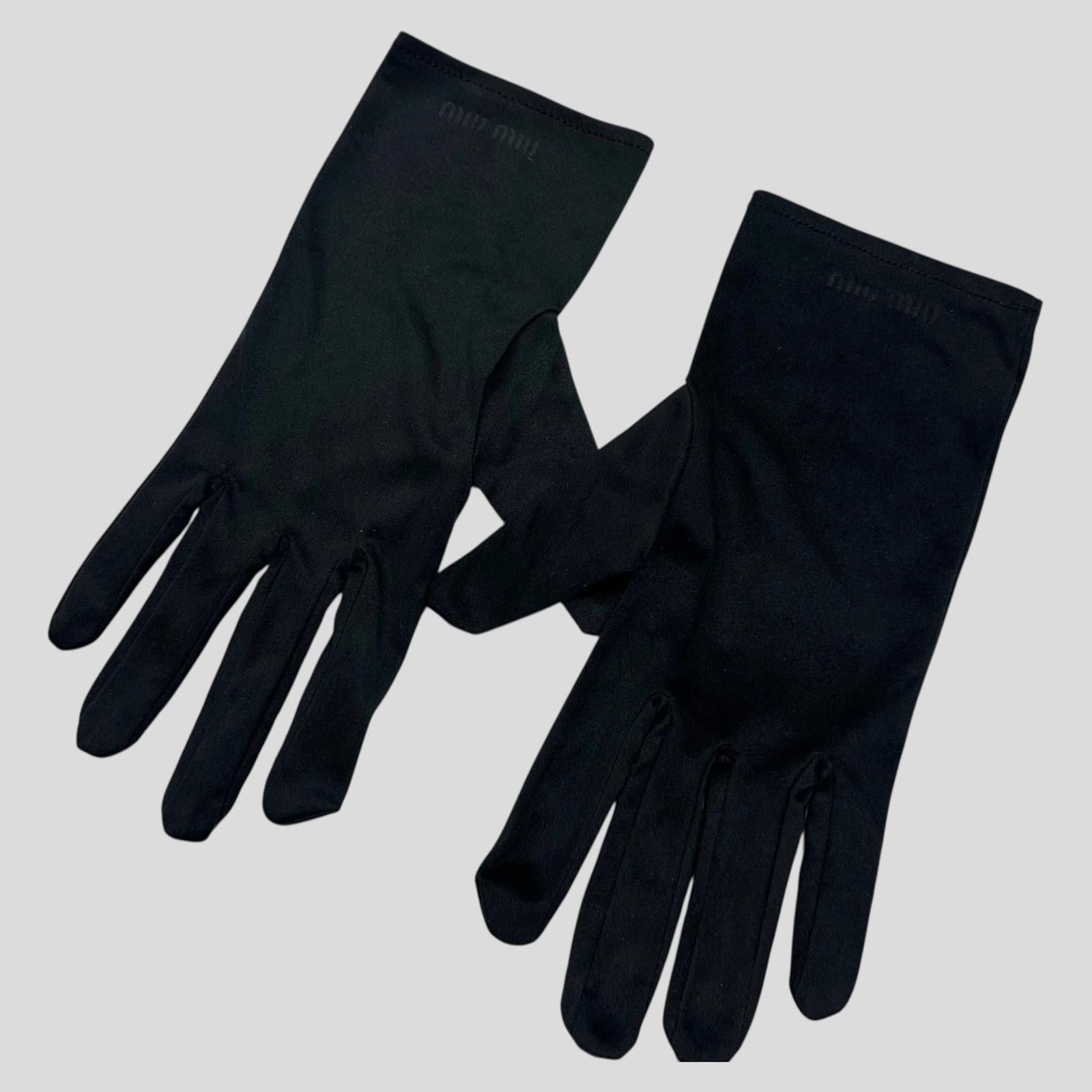 Miu Miu Miu Miu Microfibre Black Embossed Logo Gloves - M Size ONE SIZE - 1 Thumbnail