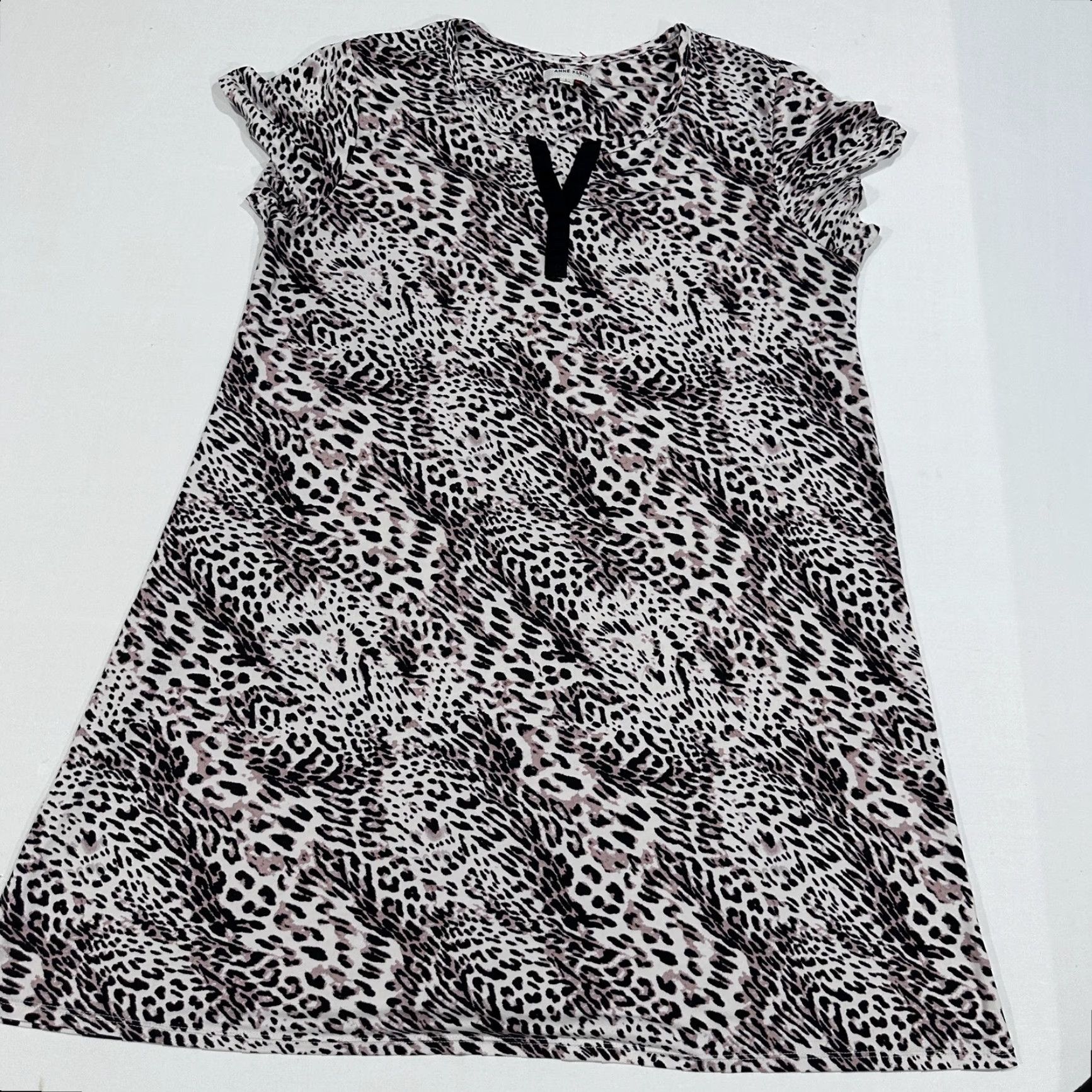 Anne Klein Anne Klein Dress Womens L Brown Animal Print A-Line T-Shirt Dress Knee Length Size L / US 10 / IT 46 - 2 Thumbnail