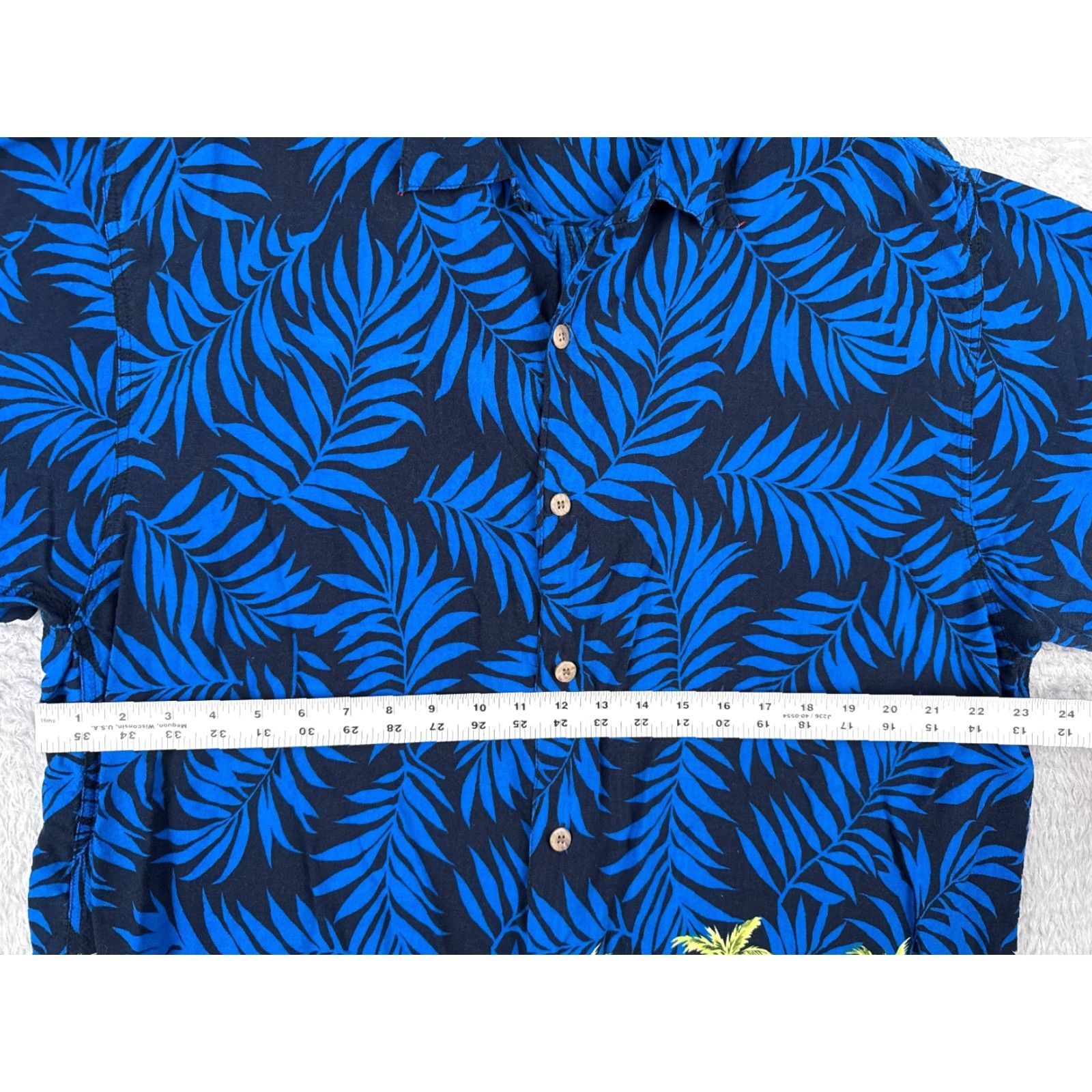 Vintage Third Coast Shirt Adult 2XL blue Floral Palm 100% Rayon Button Hawaiian Size US XXL / EU 58 / 5 - 7 Thumbnail
