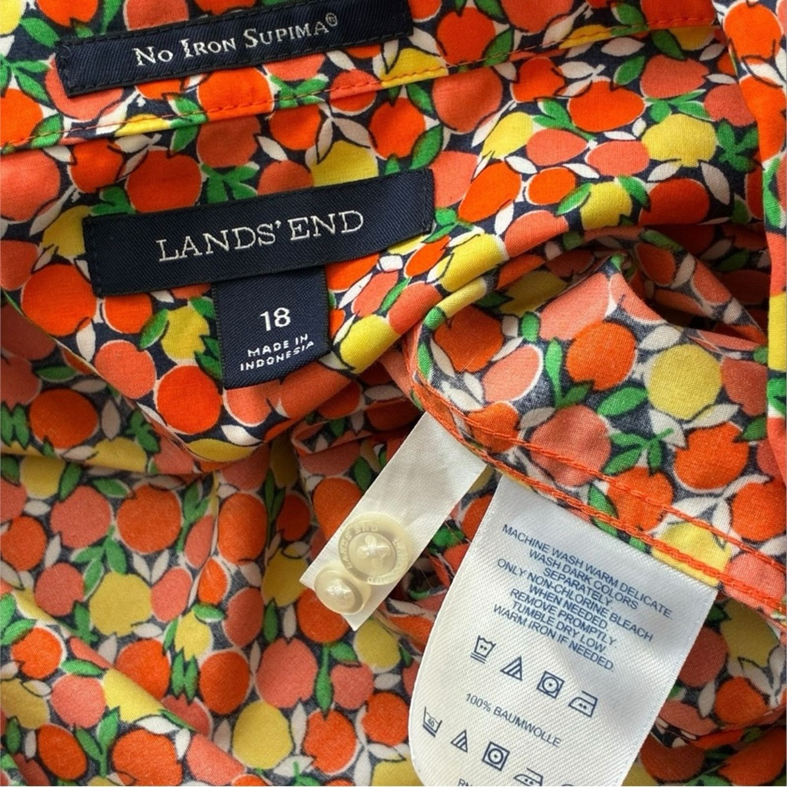 Lands' End Lands’ End No Iron Supima colorful citrus button down shirt Size XXL / US 16-18 / IT 52-54 - 4 Thumbnail