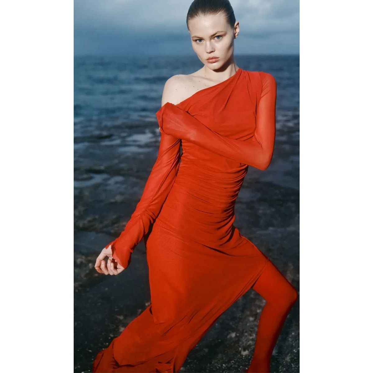 Bec + Bridge Fae Asym Long Sleeve Dress Rouge Red US 4