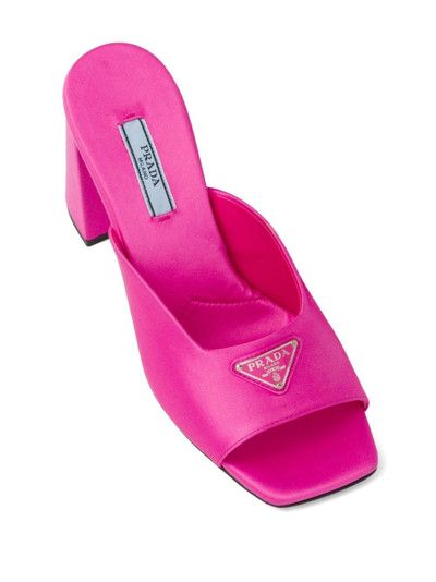 Prada o1w1db11124 85mm High-Heel Satin Slides in Pink Size US 9 / IT 39 - 4 Thumbnail