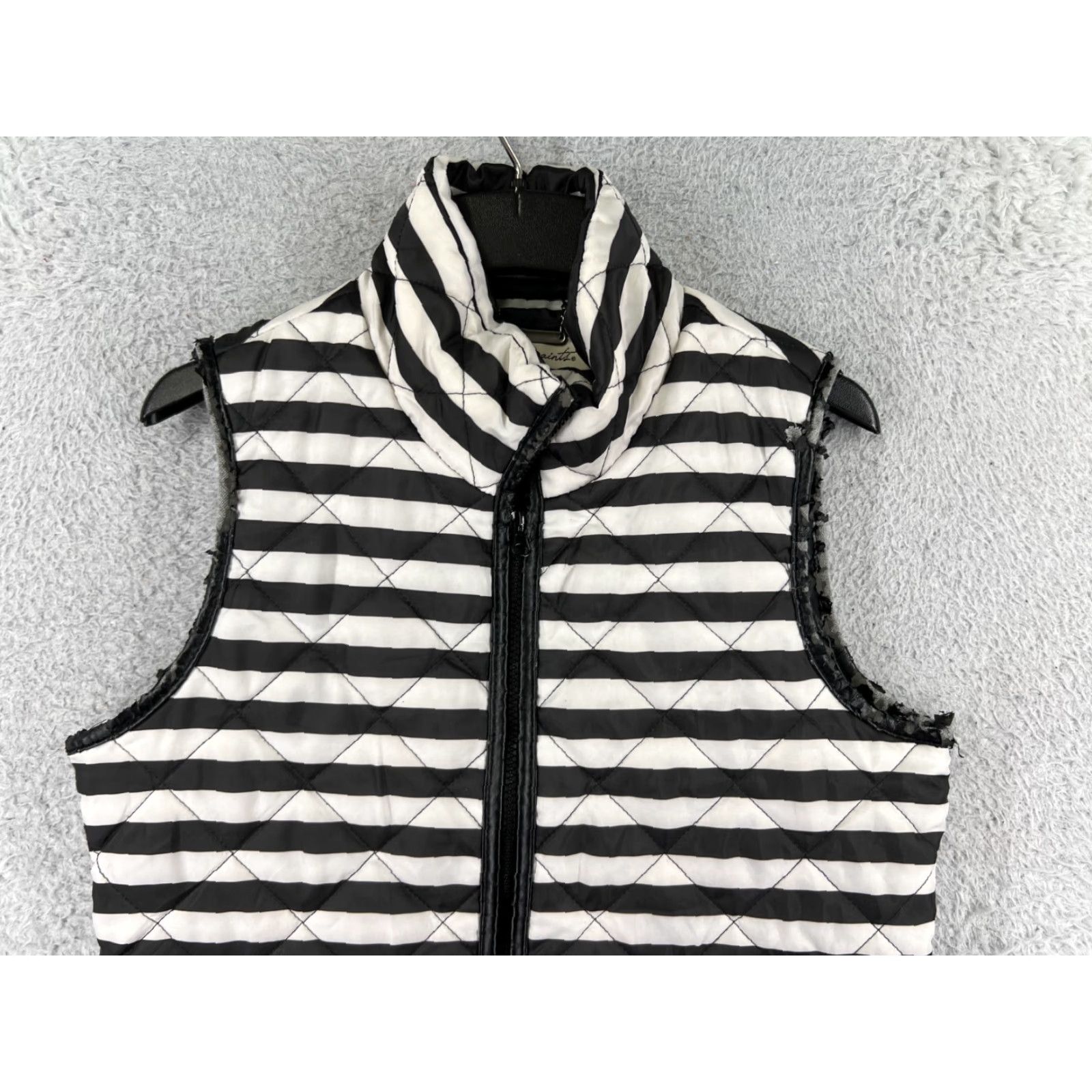 Vintage Indigo Saints Vest Womens M Black White Full Zip Polyester Quilted Pockets Shirt Women Vintage No Size M / US 6-8 / IT 42-44 - 7 Thumbnail