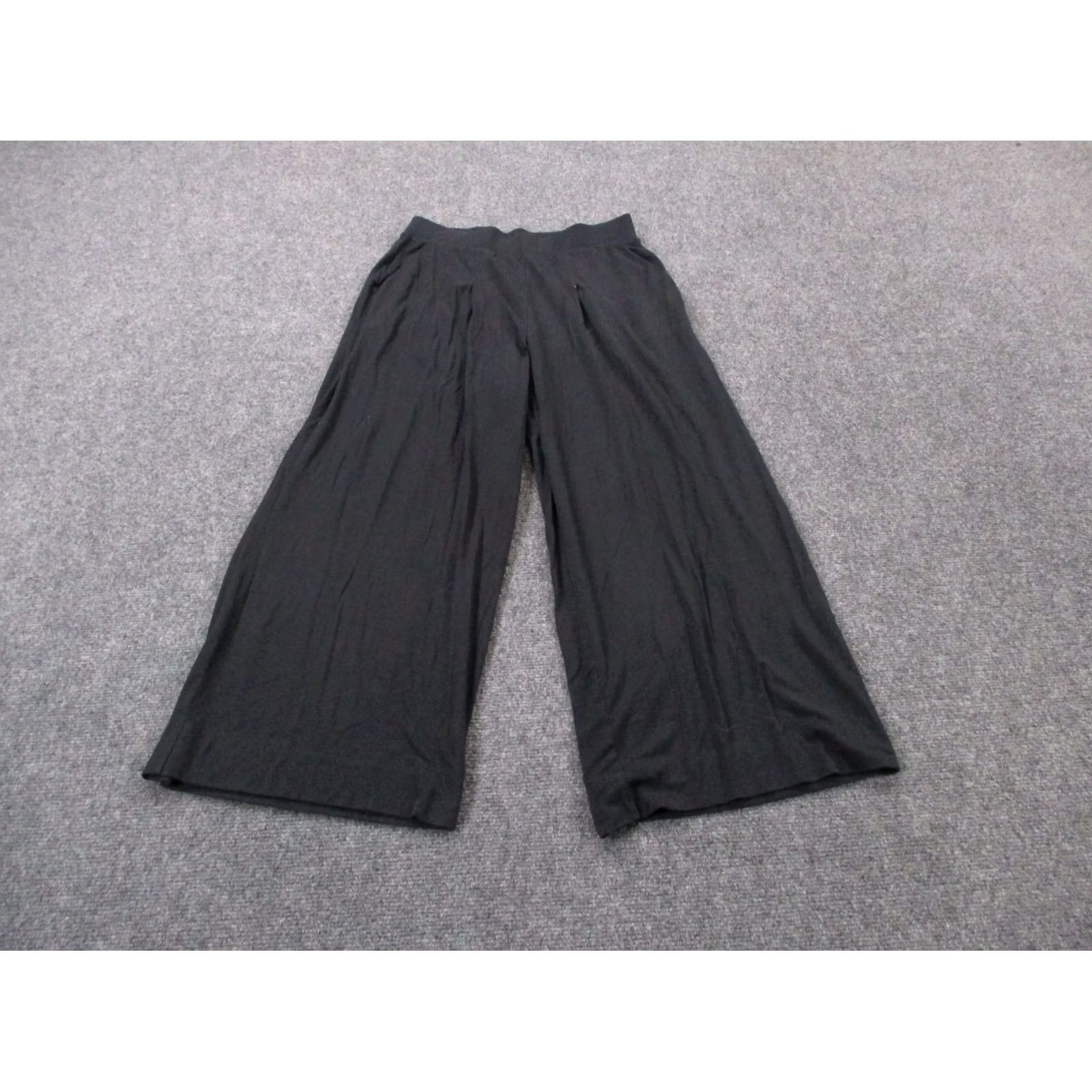 Vintage Peruvian Connection Pants Womens 26 Black Wide Leg Lounge Stretch Flowy Flare Pants Size 26" / US 2 / IT 38 - 2 Thumbnail