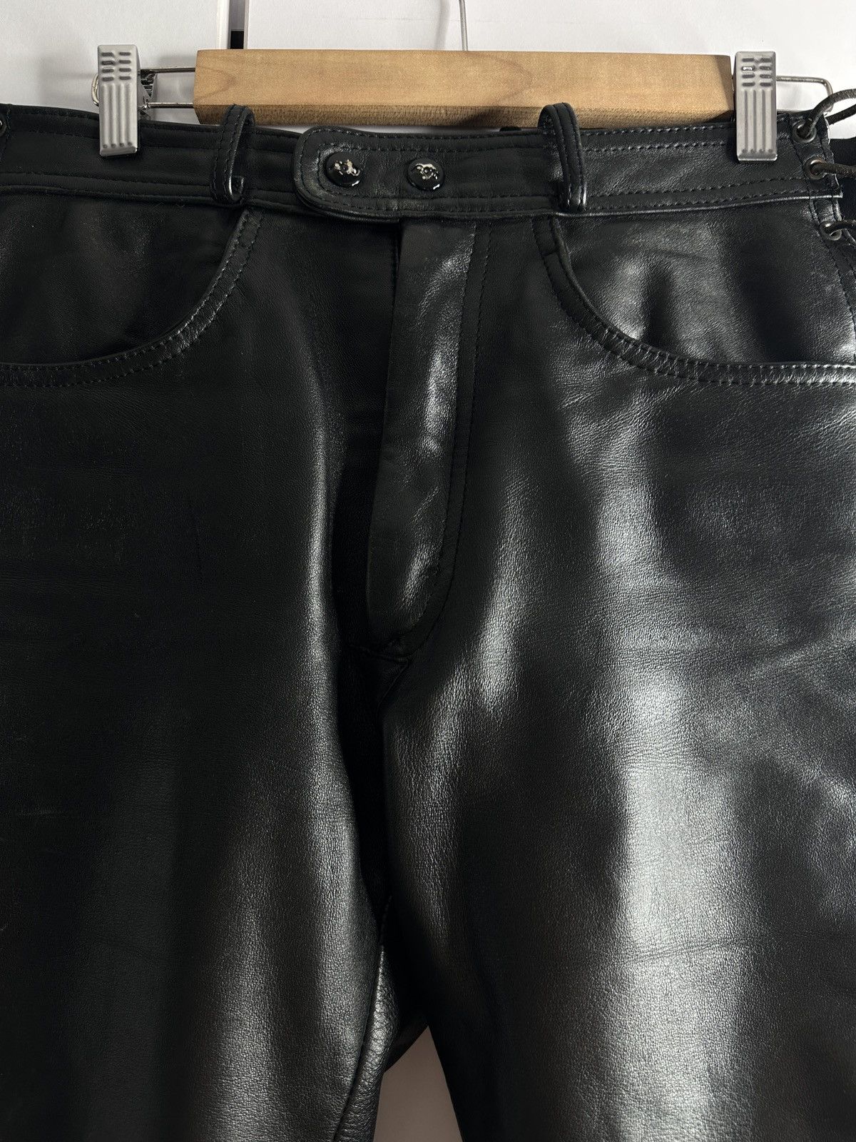 Other Vintage Polo Heavy Leather Lace-Up Pants Black size 38 Size 27" / US 4 / IT 40 - 4 Thumbnail