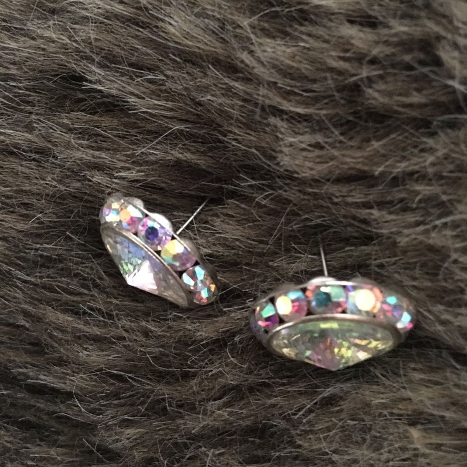Vintage Vintage aurora borealis rivoli cut pierced earring Size ONE SIZE - 2 Thumbnail