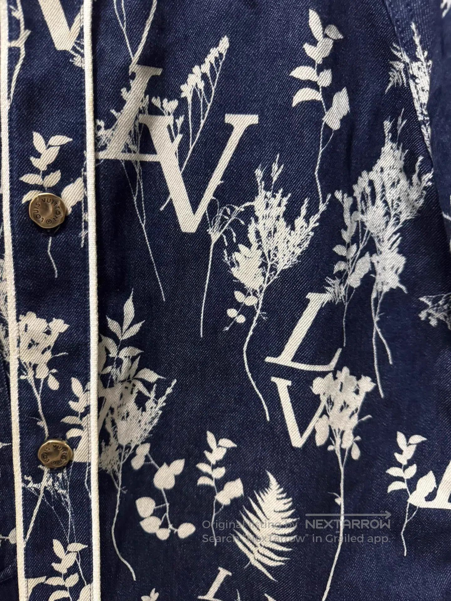 Louis Vuitton Blue Floral & Letter Print Short Sleeve Shirt. Size US S / EU 44-46 / 1 - 3 Thumbnail