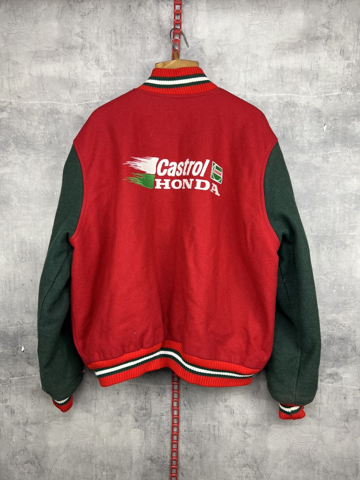 Honda Vintage Honda Castrol Racing Heavy Wool Bomber Jacket Xl Size US XL / EU 56 / 4 - 2 Thumbnail