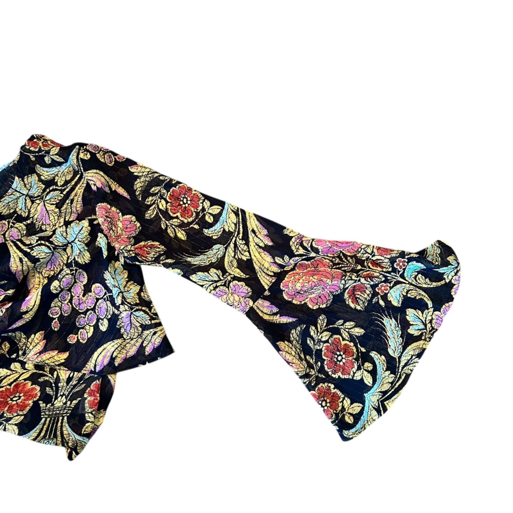 Other Belle + Sky Boho Semi Sheer Metallic Woven Floral Top Size XS / US 0-2 / IT 36-38 - 6 Thumbnail