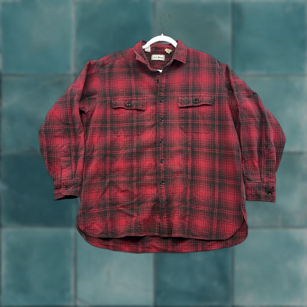 Vintage VINTAGE L.L. Bean Red Tartan Plaid Flannel Button Shirt Men L Red Cotton Shirt Size US L / EU 52-54 / 3 - 1 Thumbnail