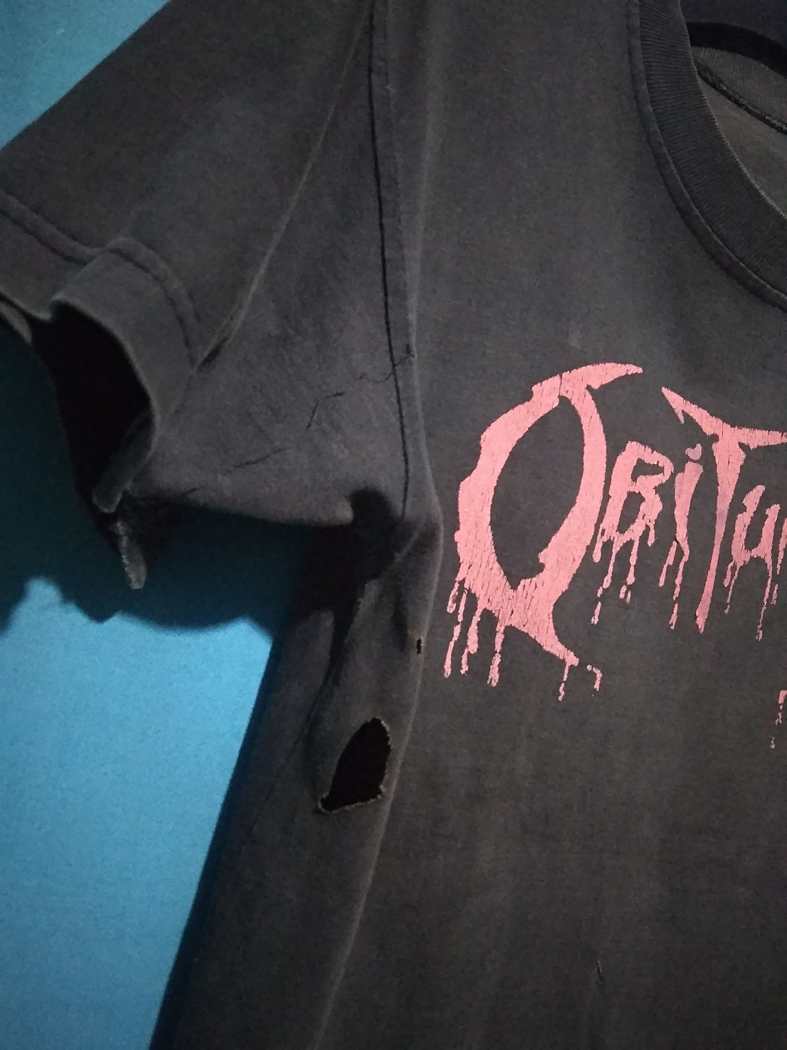 Band Tees Sick Rare Vtg OBITUARY cause of death thrashed faded Size US XS / EU 42 / 0 - 4 Thumbnail