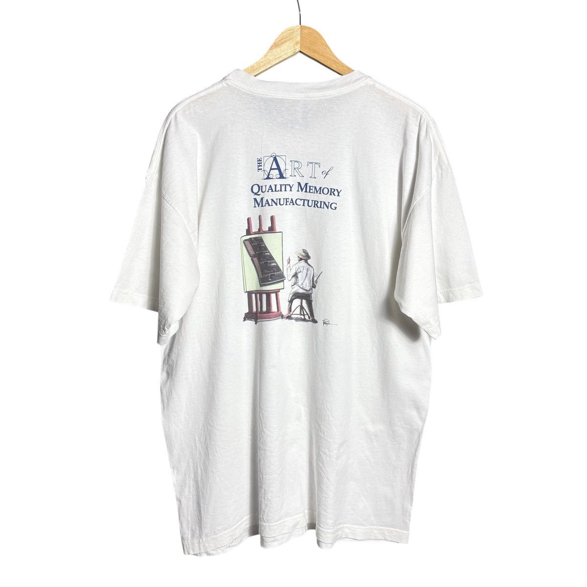 Vintage Vintage 90s Computer Parody Art Graphic Tee Norman Rockwell Size US XL / EU 56 / 4 - 1 Thumbnail