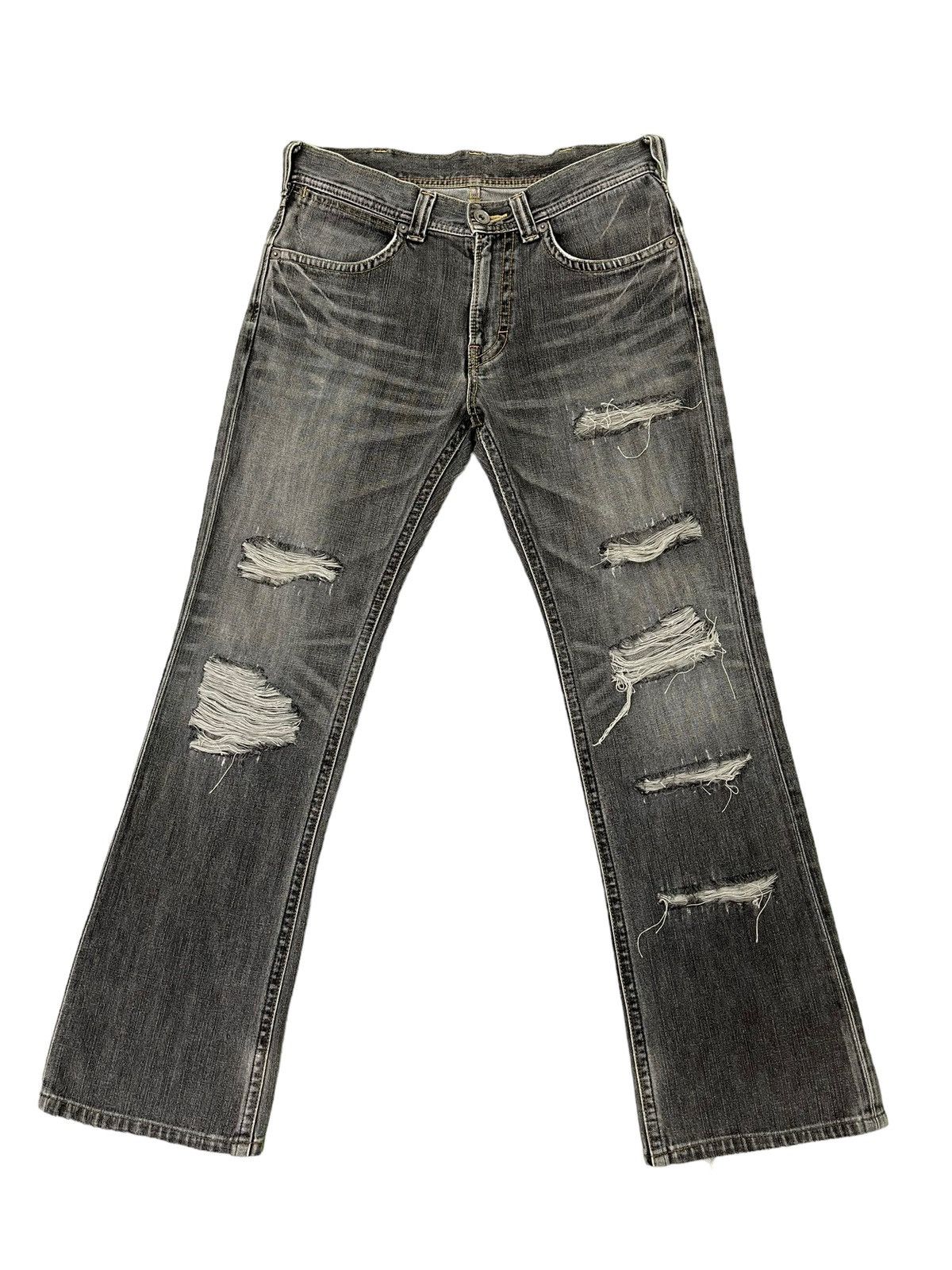 Japanese Brand Flare Jeans Wrangler Over Distress Denim Boot Cut 6🟦4 Size US 31 - 2 Thumbnail