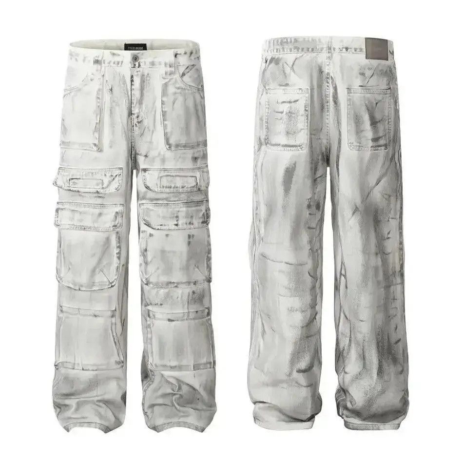 Japanese Brand Design Multi Pockets Washed Dirty Cargo Pants Size US 32 / EU 48 - 5 Thumbnail