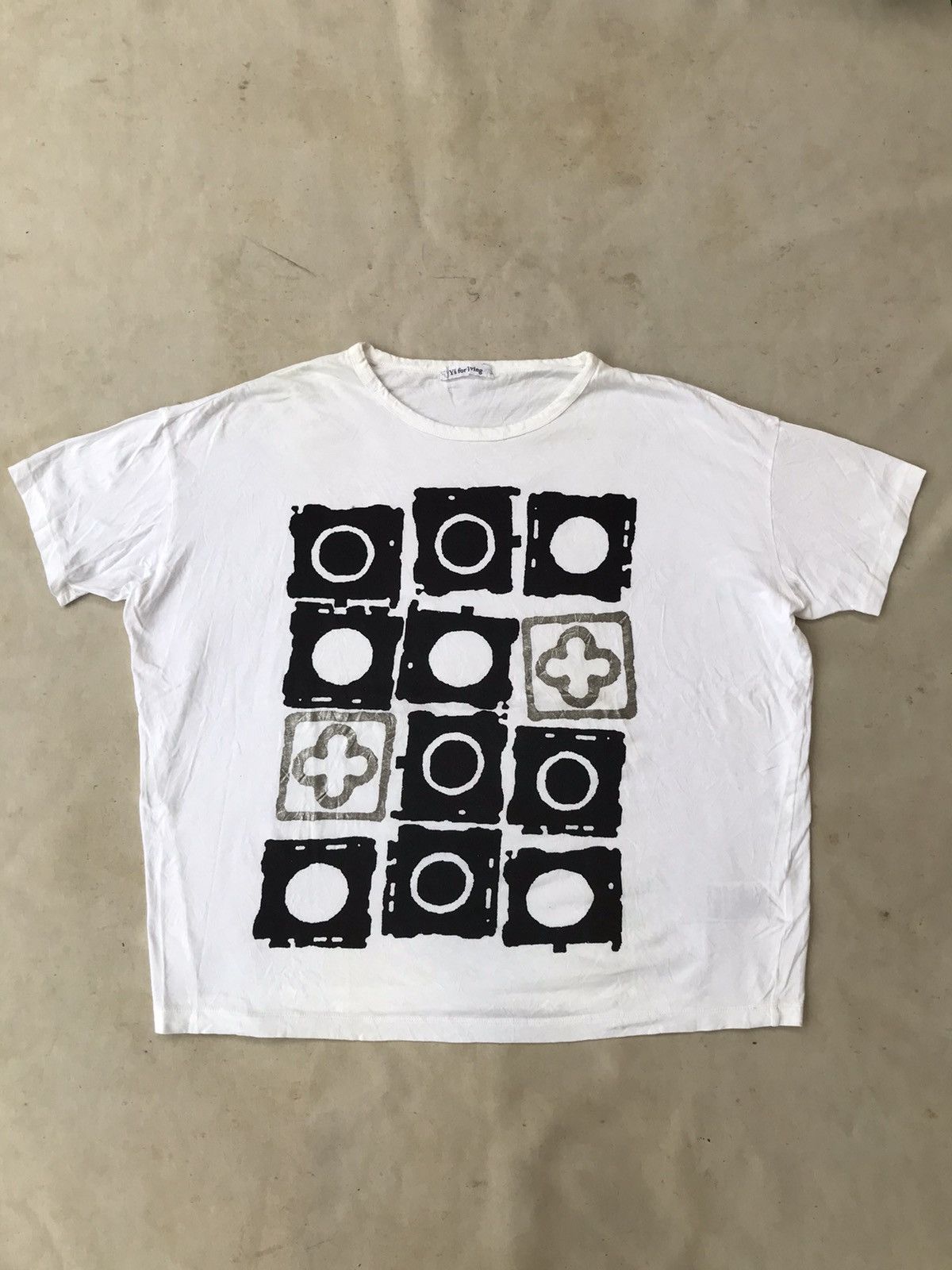 image of Art Boxy Tshirt Ys For Living Yohji Yamamoto in White, Men's (Size Large)