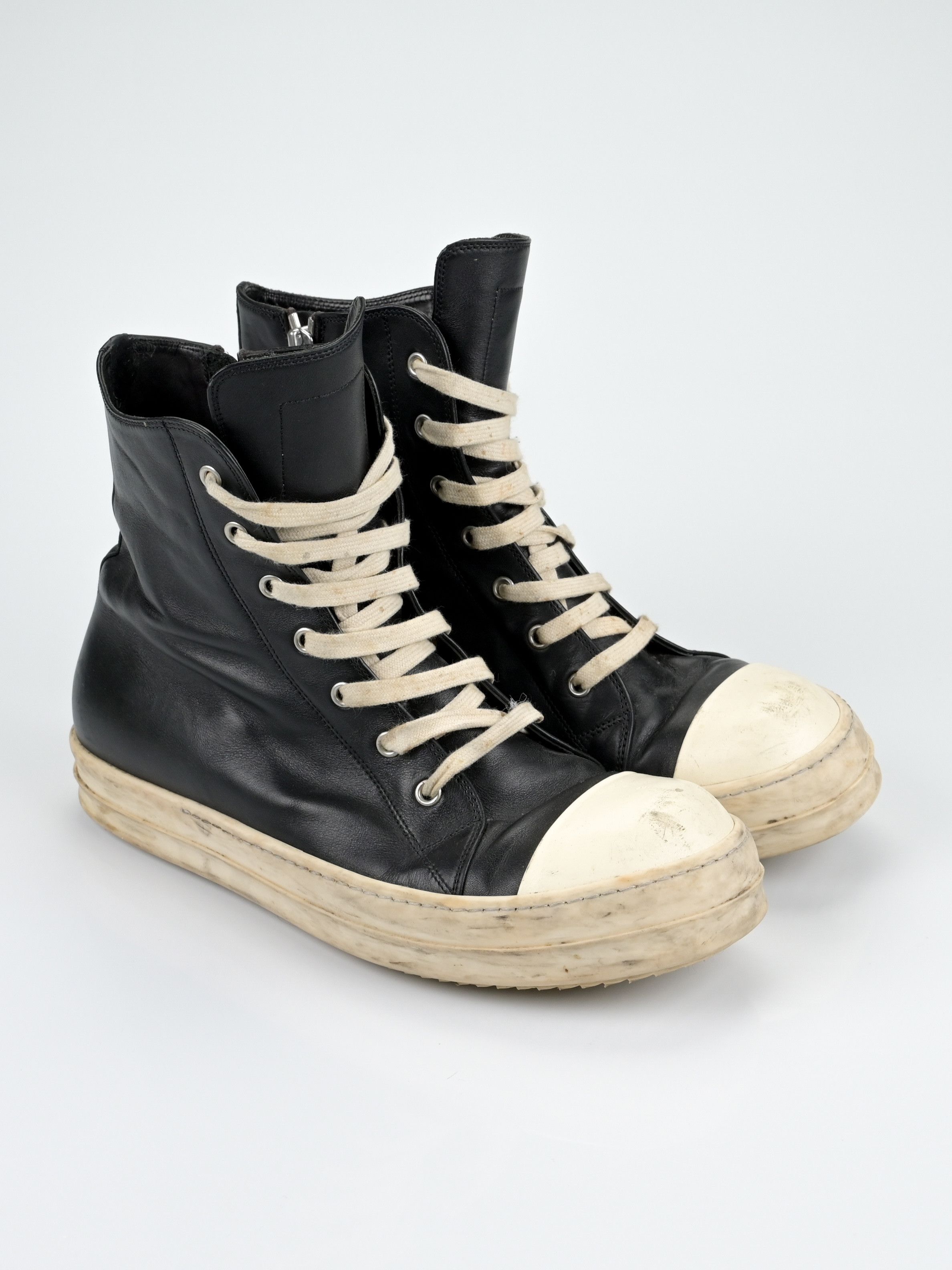 靴 rick owens ramones leather high cut 41 Rick Owens Ramones men's high top leather sneakers size 41