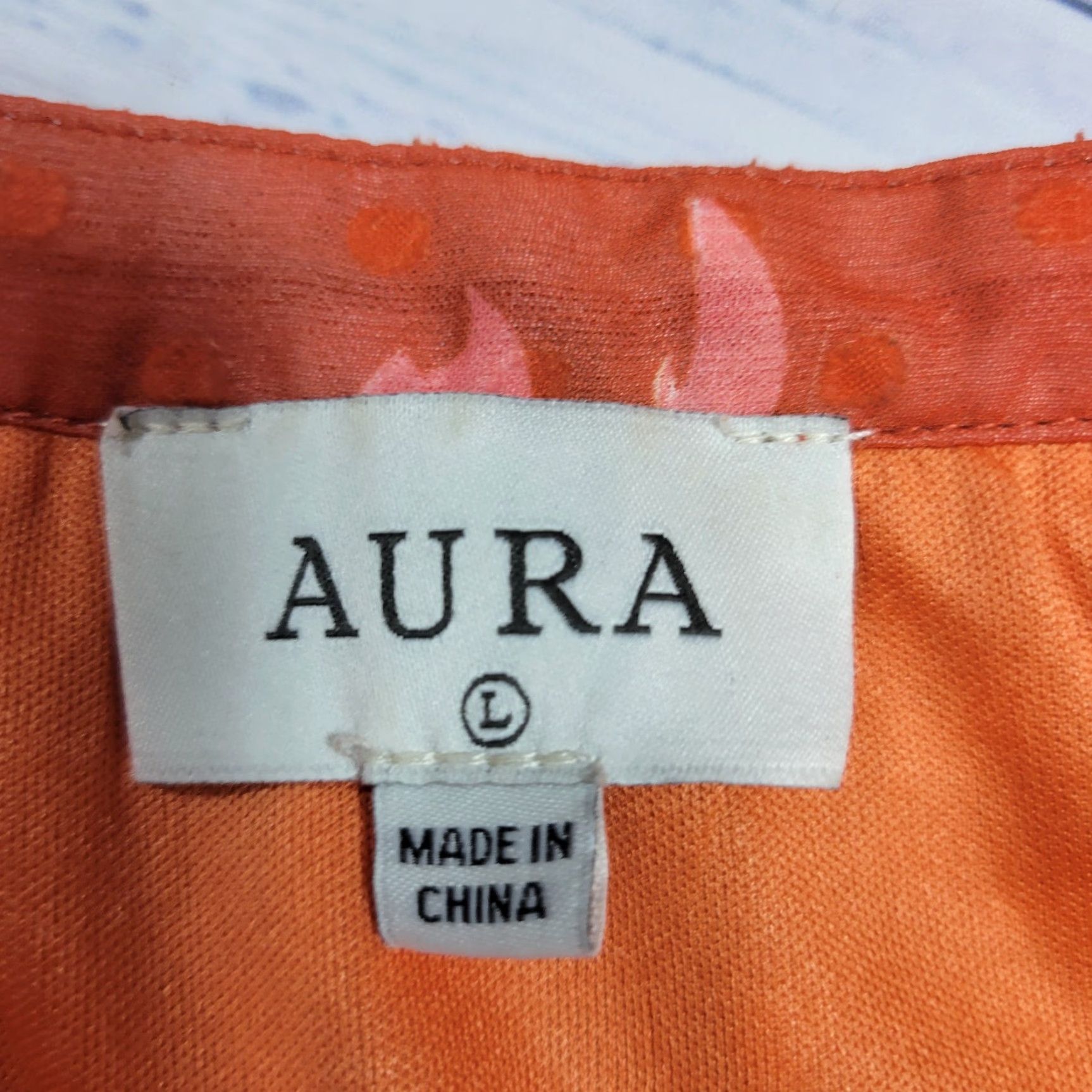 Vintage AURA Women Blouse Shirt L Orange Floral PUFF SLEEVE Balloon Sleeve Boho Satin 1 Top Size L Adults Women Size L / US 10 / IT 46 - 4 Thumbnail