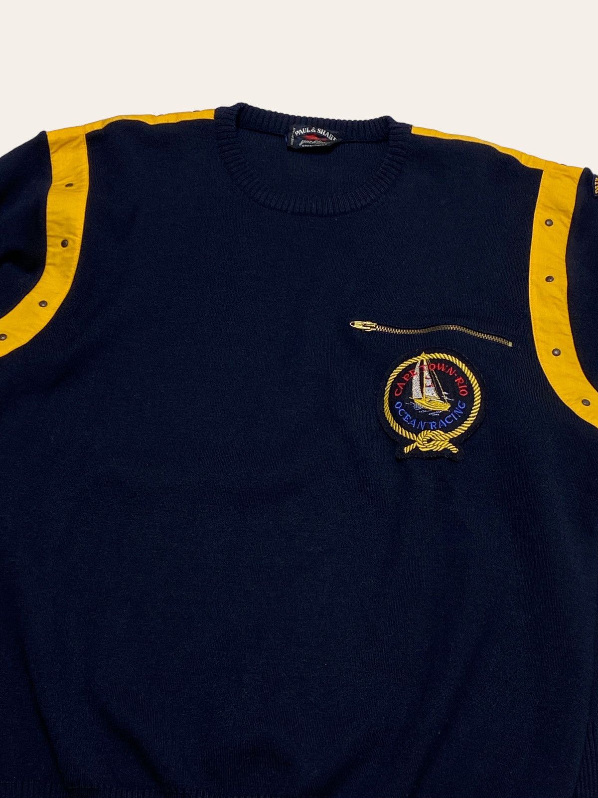 Paul & Shark 90s Vintage PAUL SHARK Sweater Sweatshirt Navy Colour Size US M / EU 48-50 / 2 - 2 Thumbnail