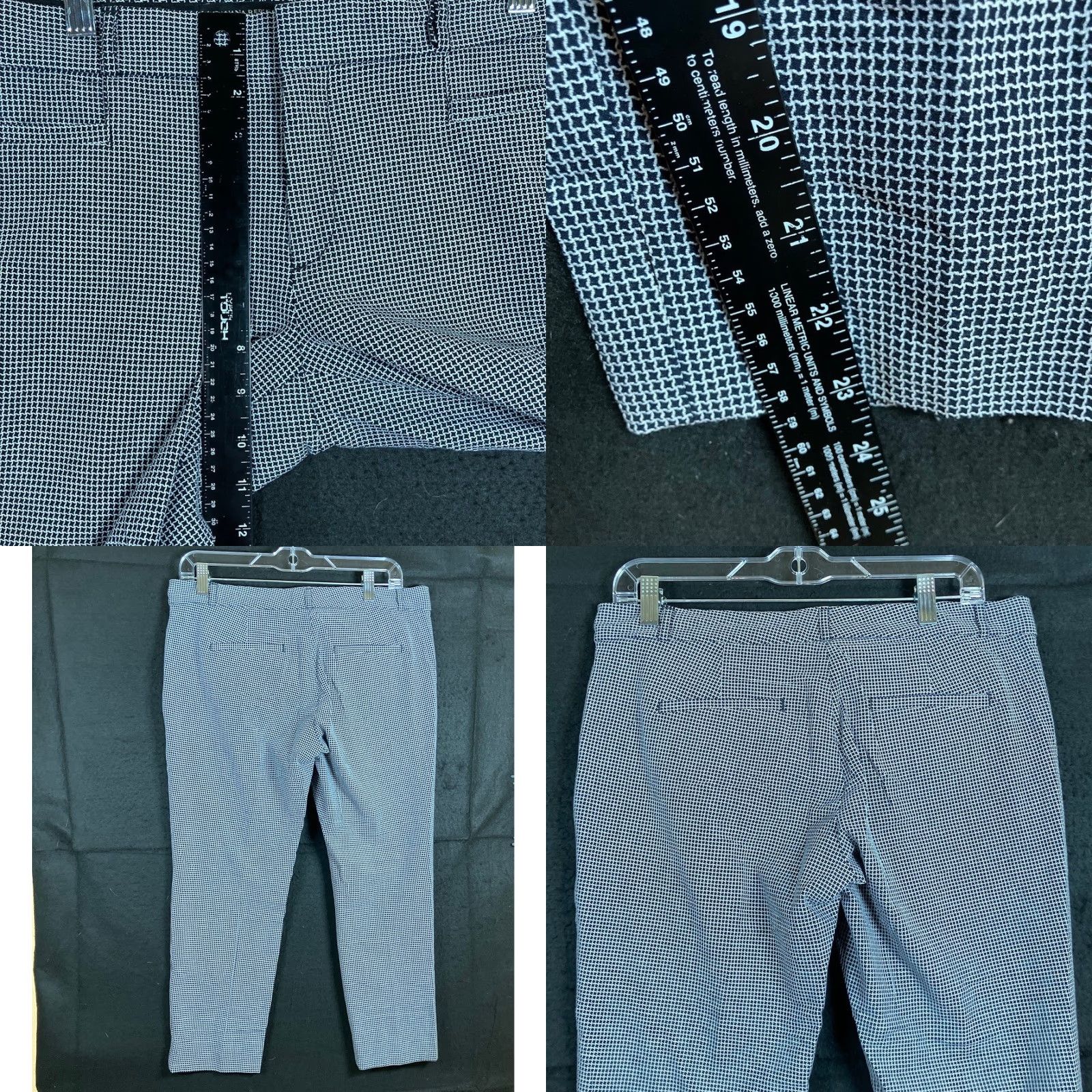 Banana Republic VINTAGE Banana Republic Womens Pants Argyle Diamond Sloan Crop Stretch 8P Black White Petite Pant Dress Pants 33in Waist, 23in Inseam Womens Size 30" / US 8 / IT 44 - 8 Thumbnail