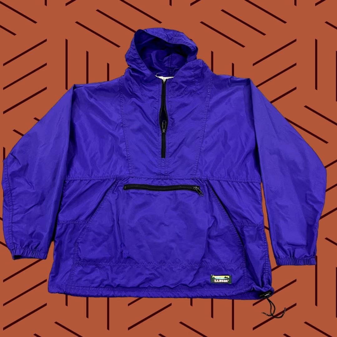 Vintage VINTAGE LL BEAN Jacket Women L Purple Windbreaker 1/2 Zip Hooded Anorak USA Size L / US 10 / IT 46 - 1 Thumbnail