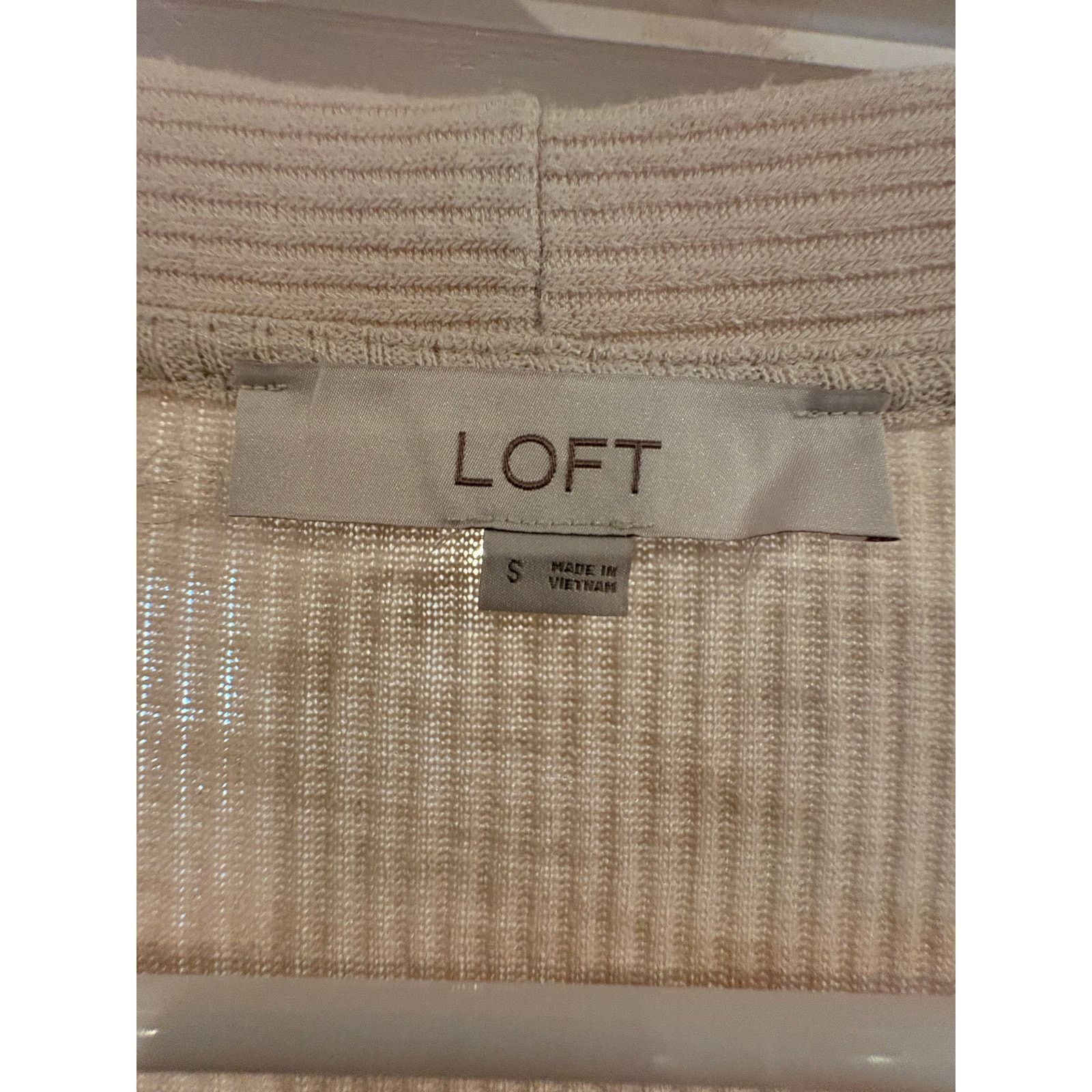 Loft LOFT Women’s Small Ribbed Long Duster Cardigan Beige Size S / US 4 / IT 40 - 4 Thumbnail