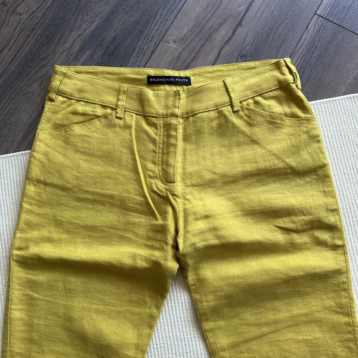 Balenciaga BALENCIAGA. PANTS Yellow Linen Cigarette Women’s Trousers Size 28" / US 6 / IT 42 - 3 Thumbnail
