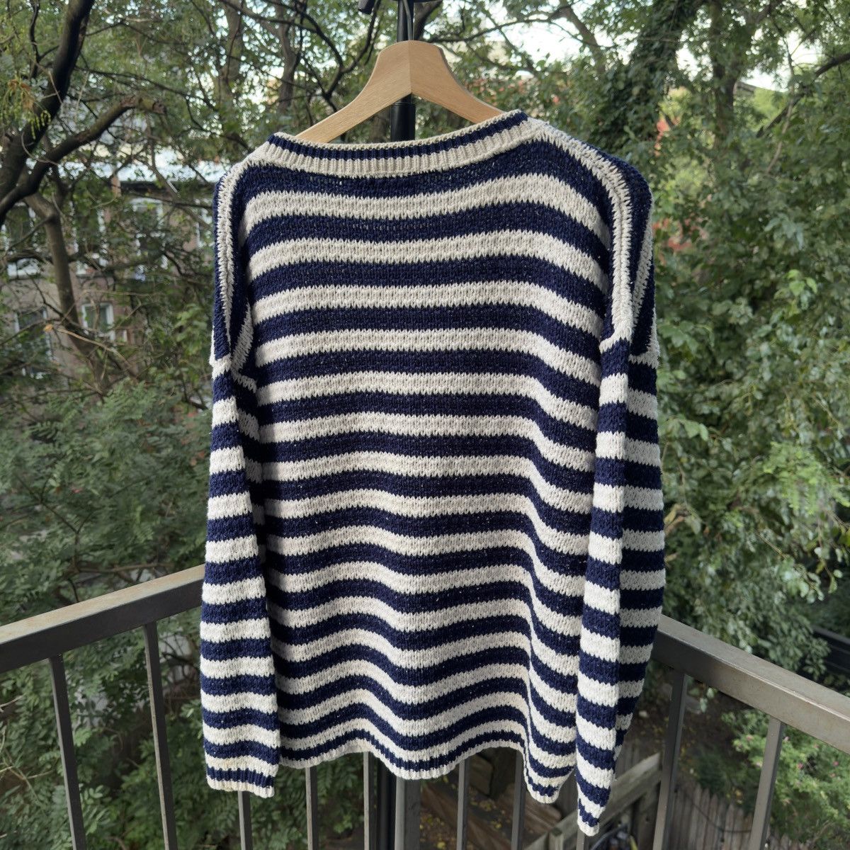 Vintage Thrashed Faded Distressed Striped Knit Sweater ERD Grunge Size US XL / EU 56 / 4 - 2 Thumbnail