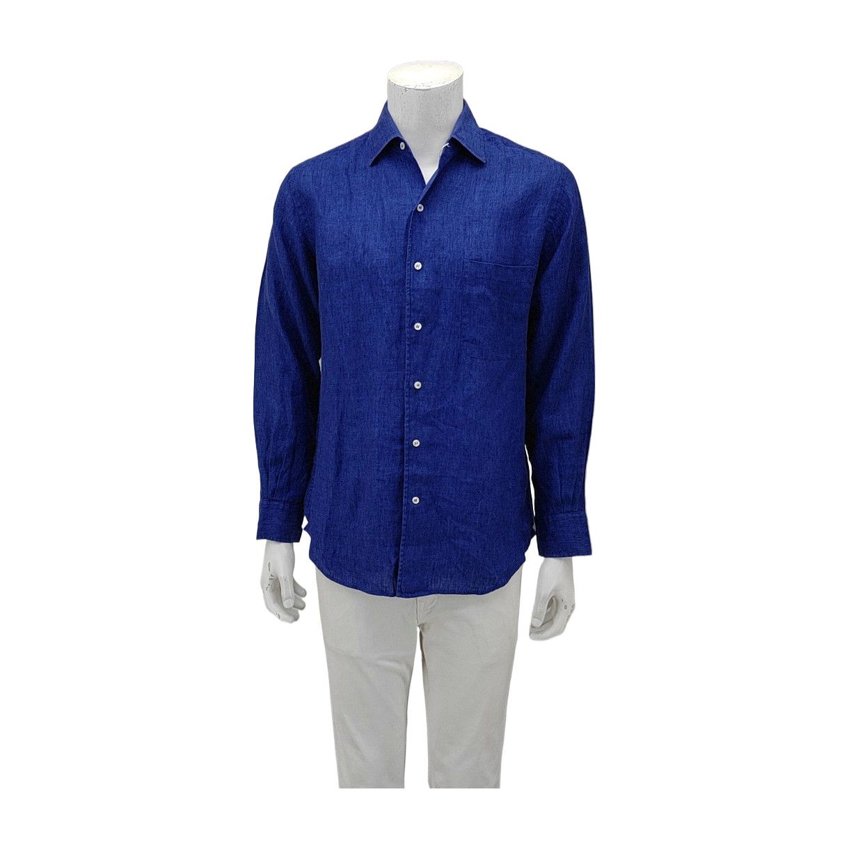 Loro Piana Loro Piana Blue 100% Linen Button Up Shirt M Size US M / EU 48-50 / 2 - 1 Thumbnail