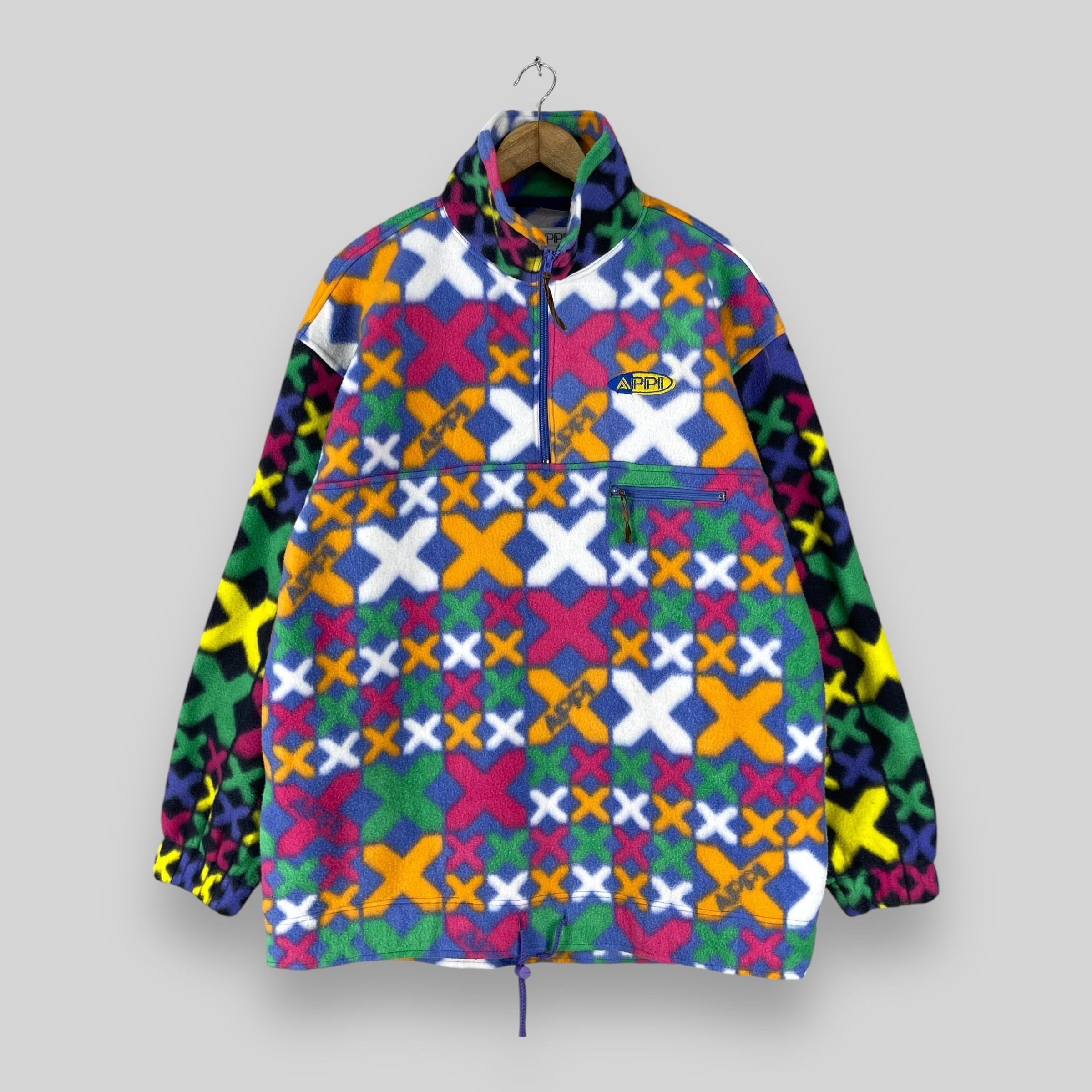 Vintage APPI Multicolor Crazy Funky Pattern Motive Fleece