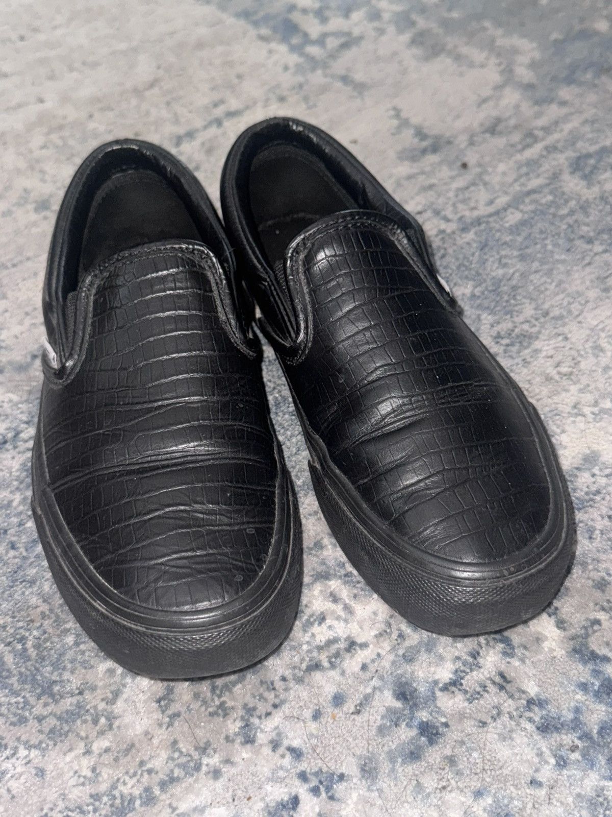 All Black Opening Ceremony x Vans Leather Slip-On
