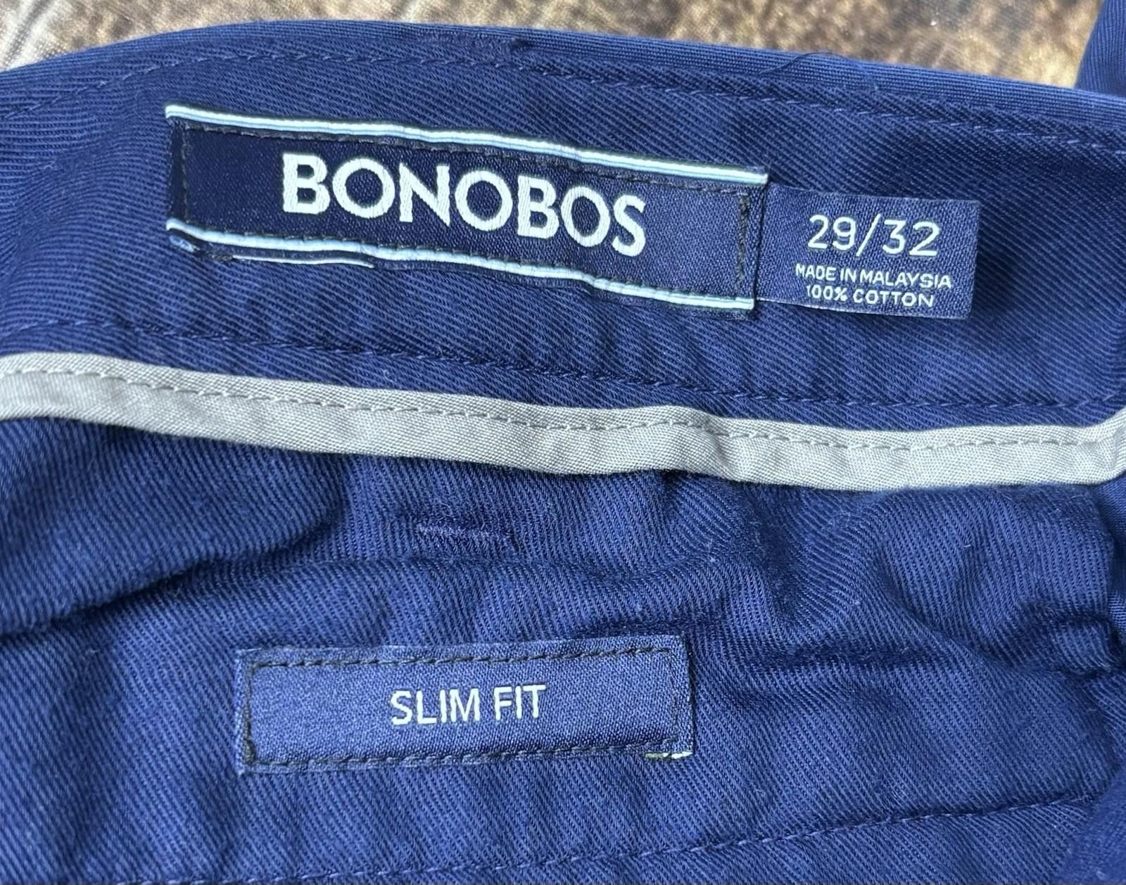 Bonobos Bonobos Chino Pants Mens 29x32 Monday Blue Cotton Slim Fit Size US 29 - 2 Thumbnail